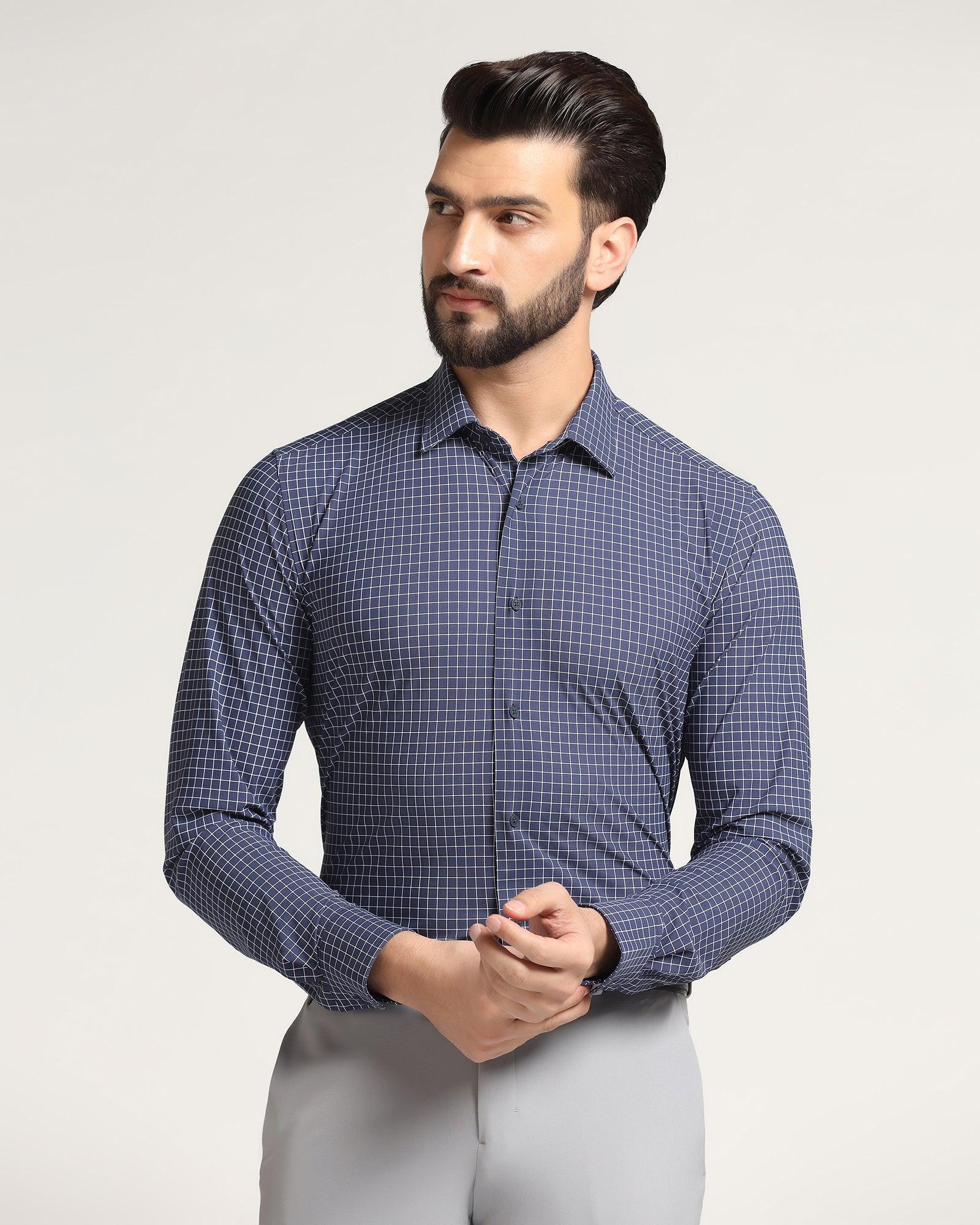 TechPro Formal Navy Check Shirt - Sinq - Blackberrys