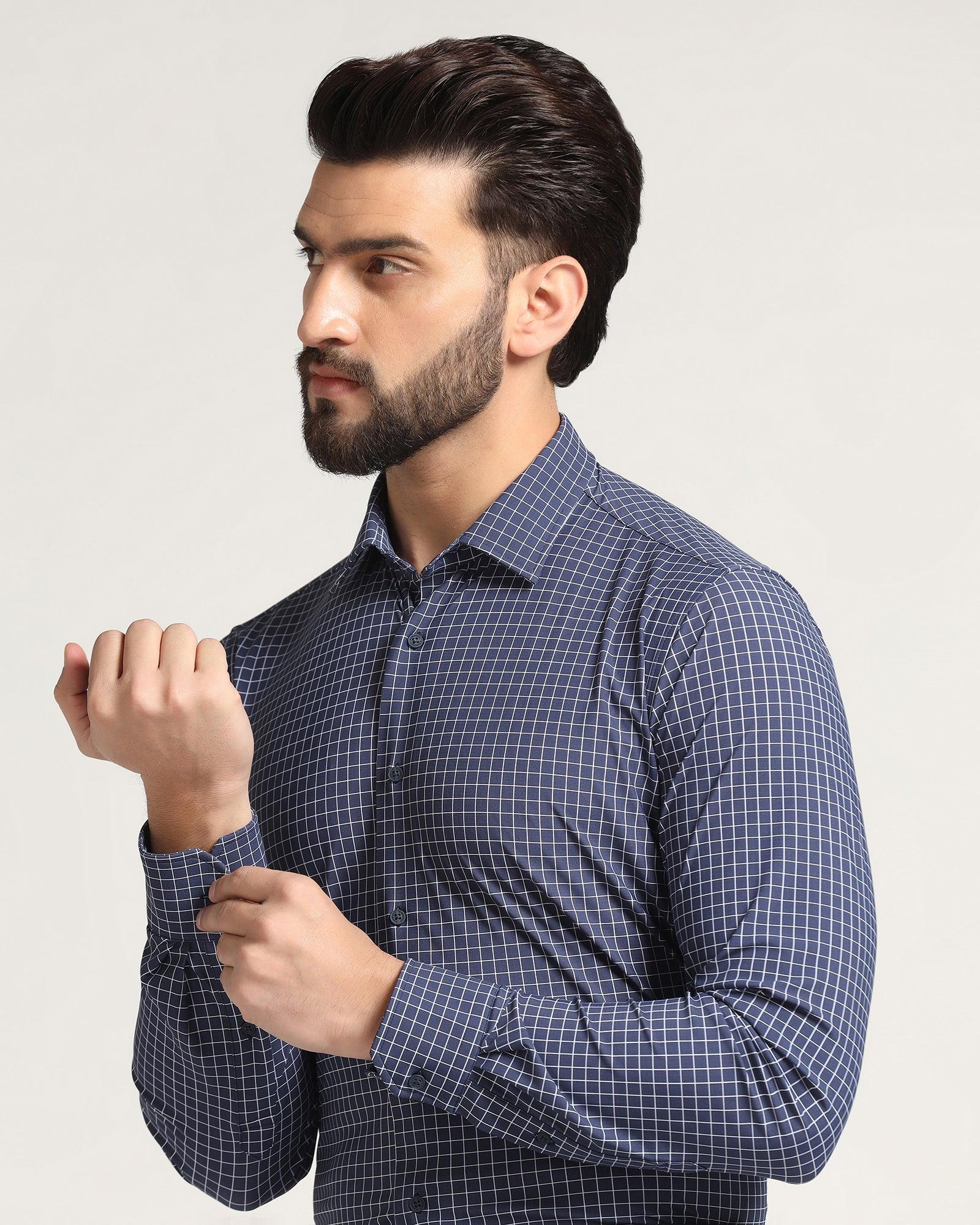 TechPro Formal Navy Check Shirt - Sinq - Blackberrys