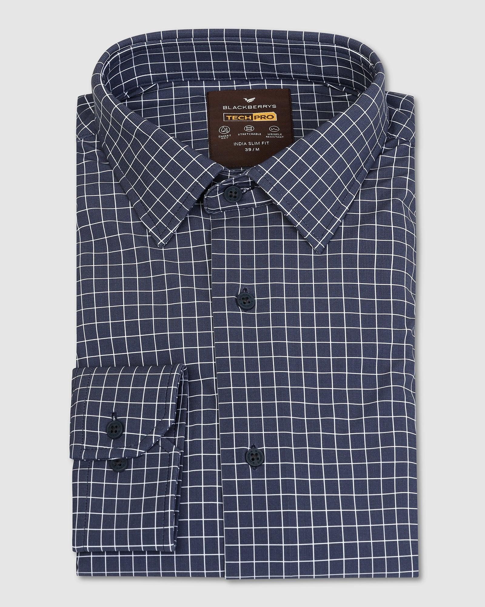 TechPro Formal Navy Check Shirt - Sinq - Blackberrys