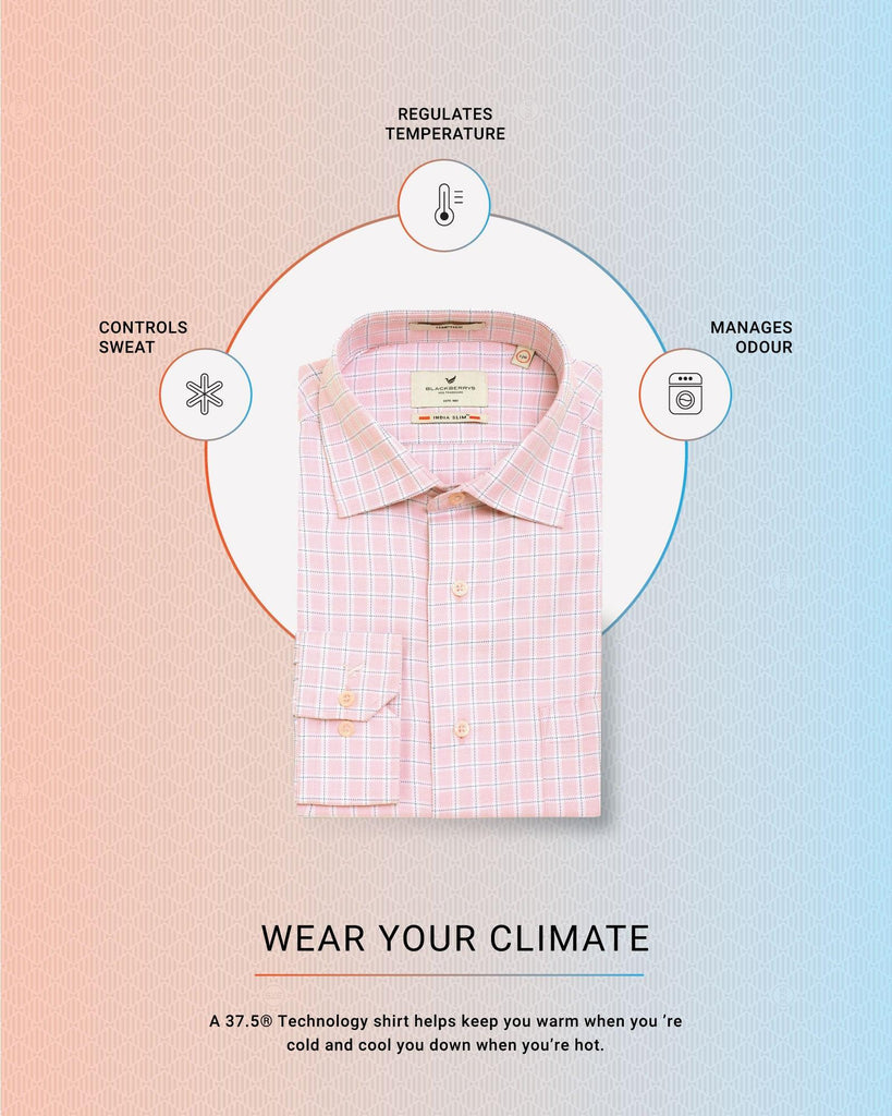 Temp Tech Formal Pink Check Shirt - Rapid