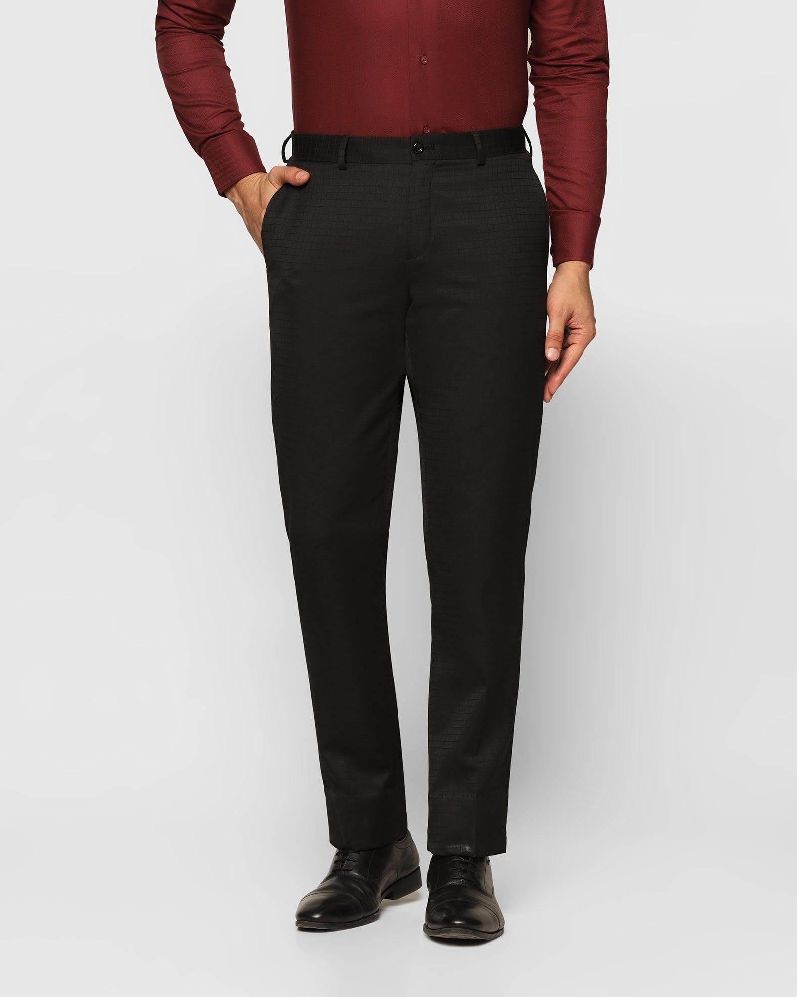 Check Formal Trousers In Black B-95 (Neem) - Blackberrys