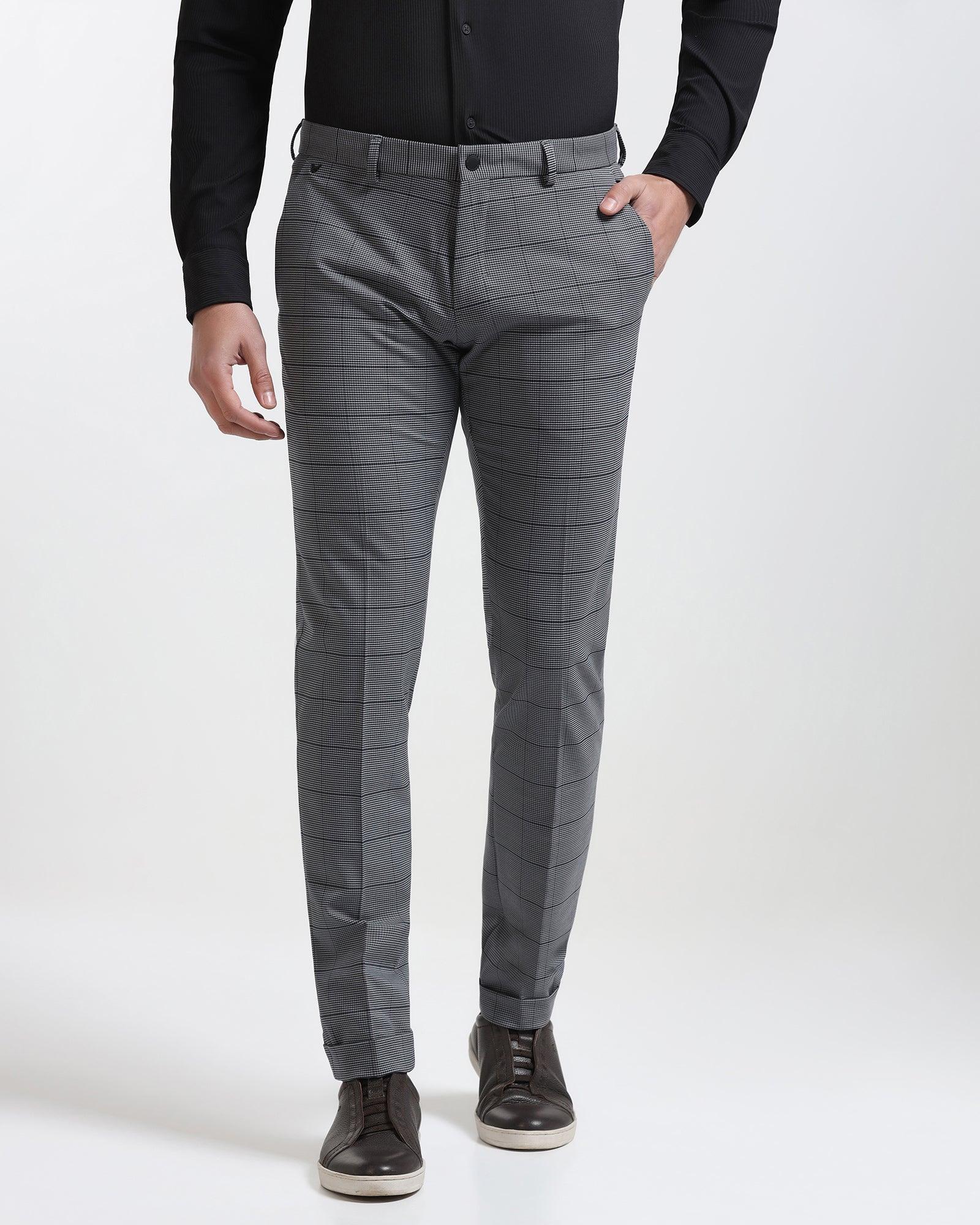 TechPro Super Slim Phoenix Formal Dark Grey Check Trouser - Legend - Blackberrys