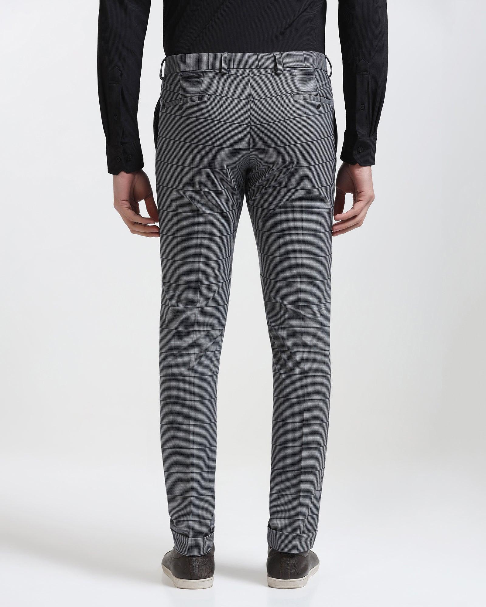 TechPro Super Slim Phoenix Formal Dark Grey Check Trouser - Legend - Blackberrys