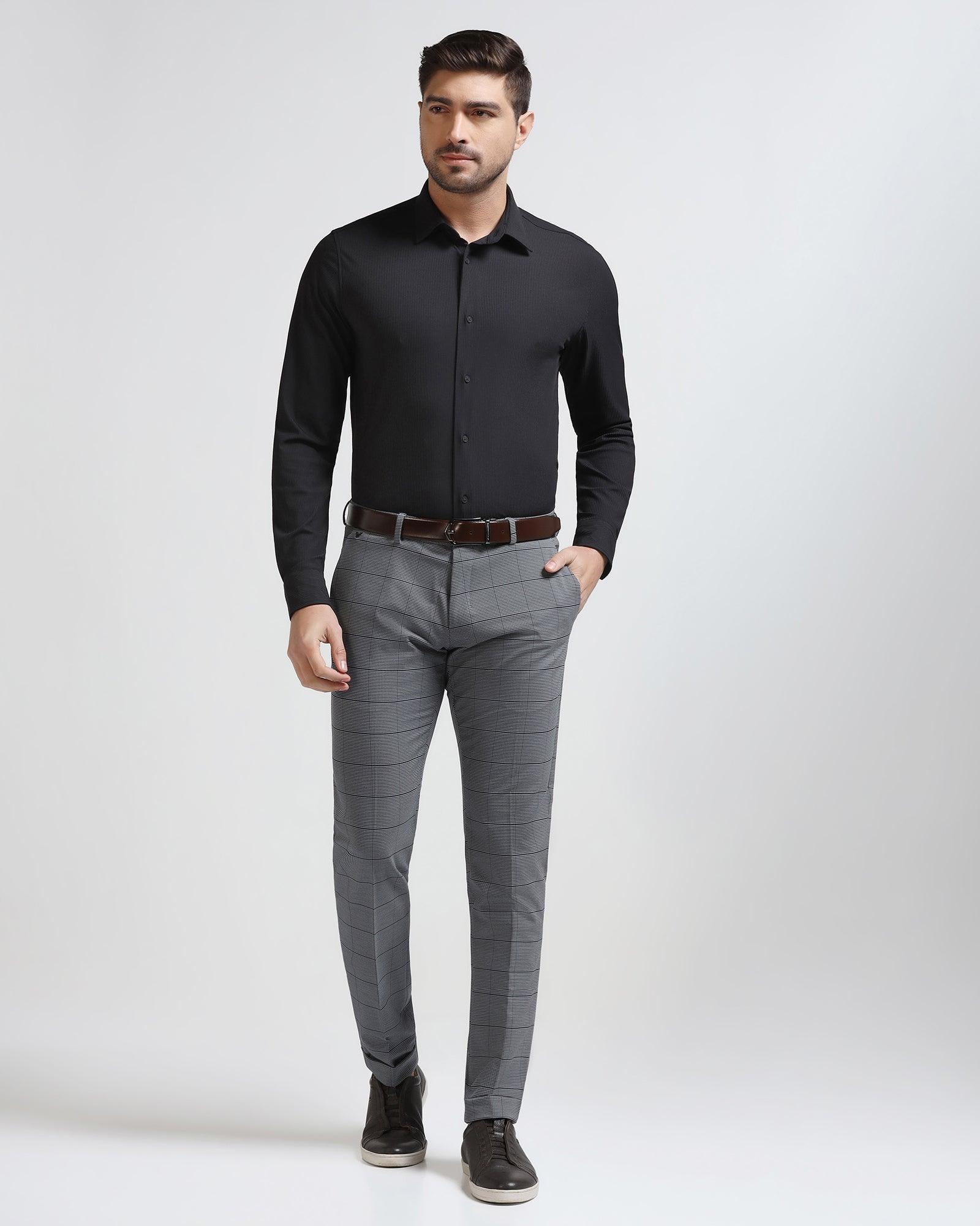 TechPro Super Slim Phoenix Formal Dark Grey Check Trouser - Legend - Blackberrys