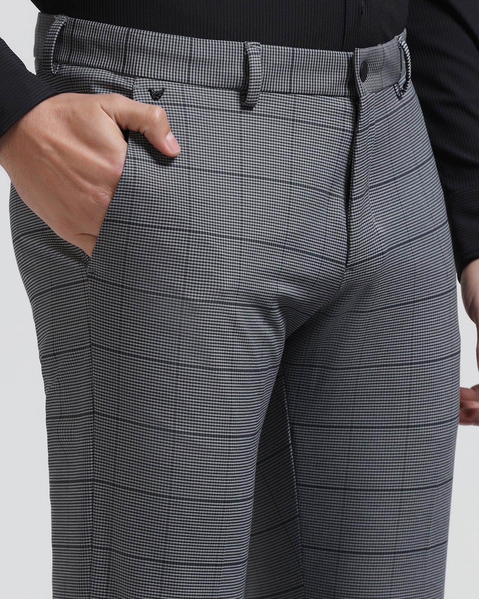 TechPro Super Slim Phoenix Formal Dark Grey Check Trouser - Legend - Blackberrys