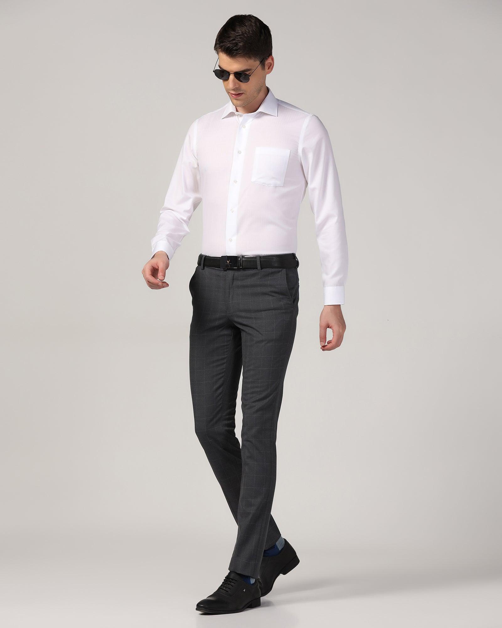 Slim Fit B-91 Formal Grey Check Trouser - Hash