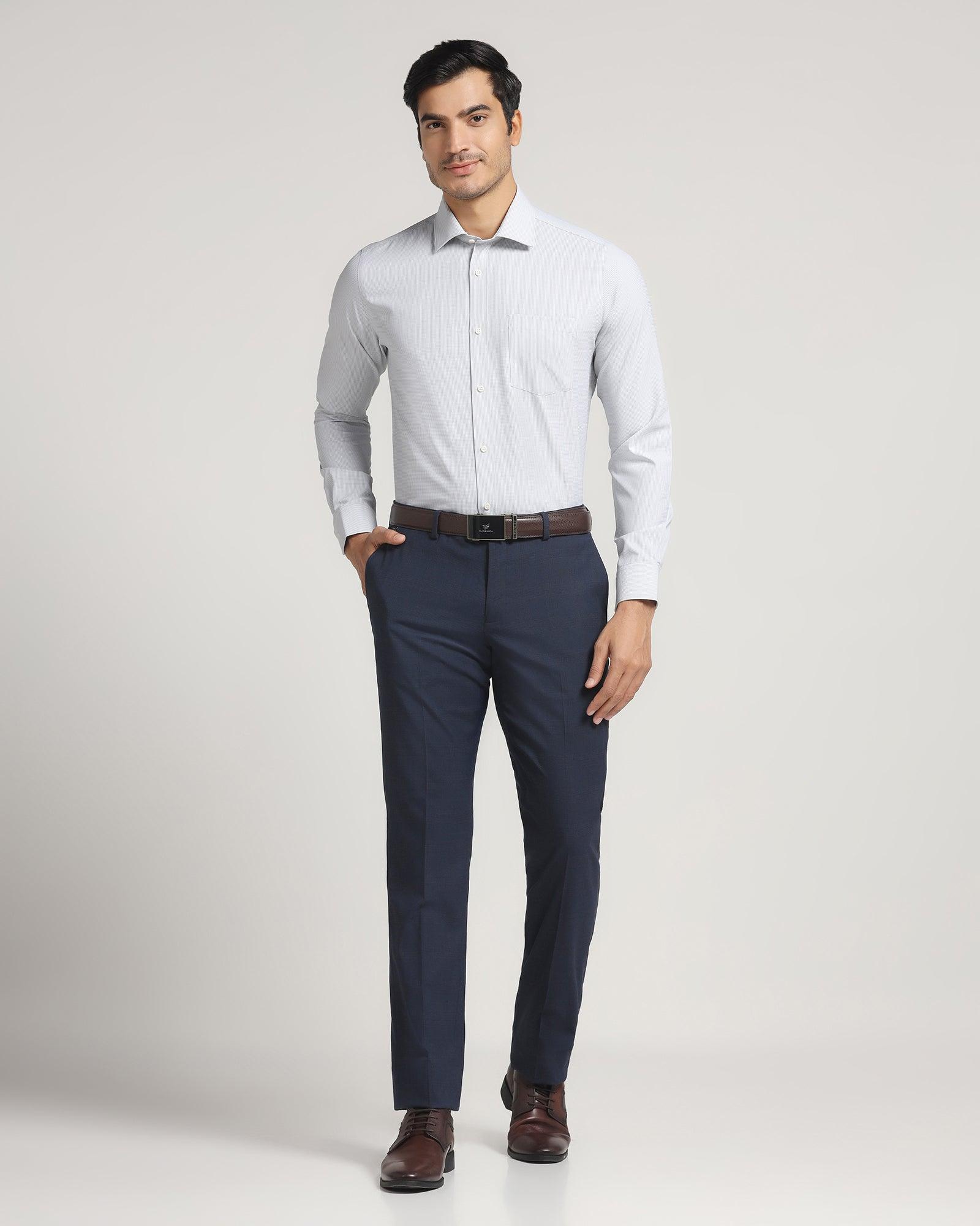 Slim fit B-91 Formal Black Textured Trousers - Texa