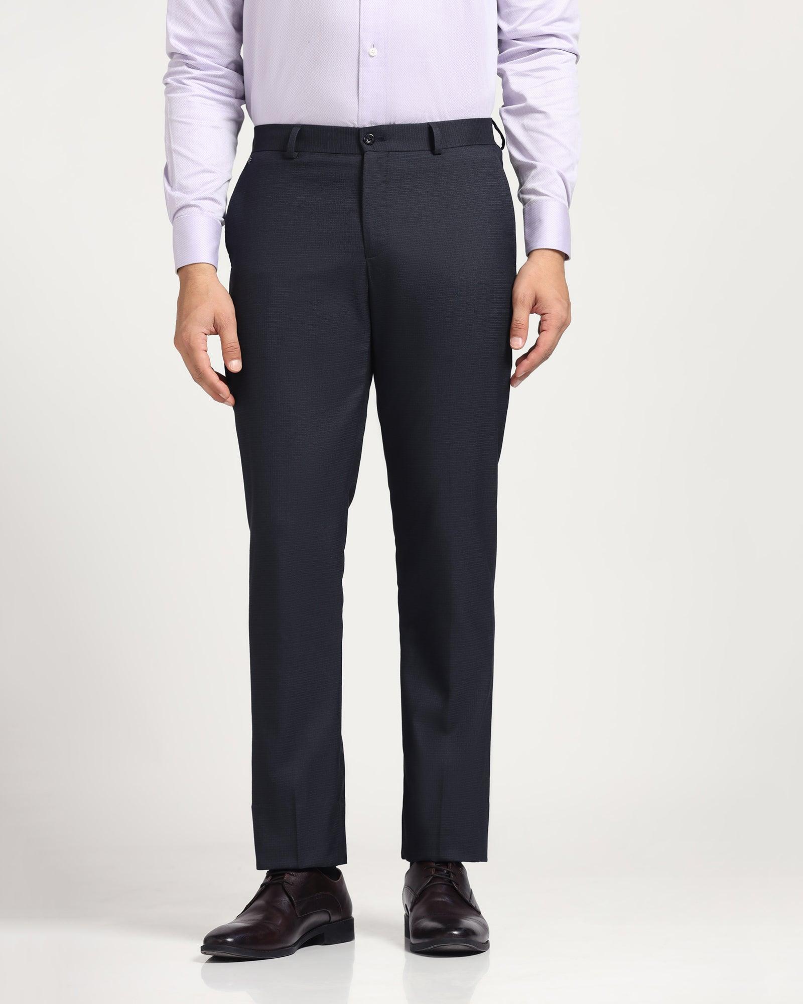 Slim Comfort B-95 Formal Navy Check Trouser - Versa - Blackberrys