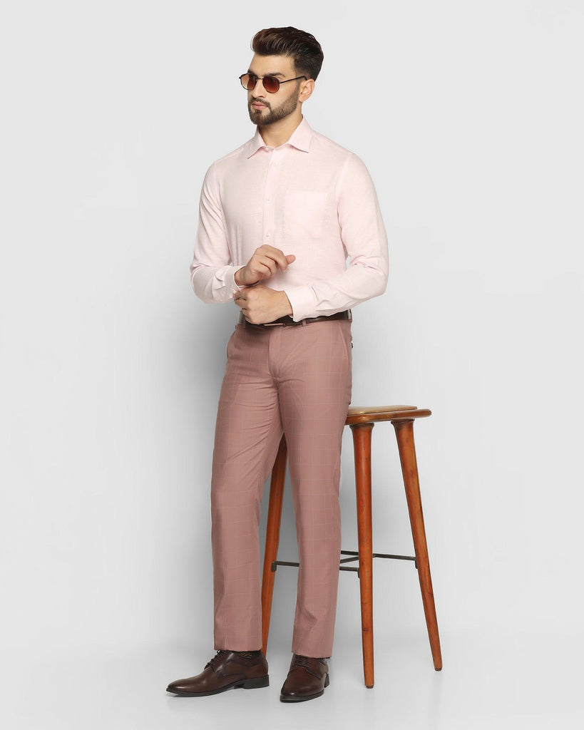 Slim Comfort B-95 Formal Pink Check Trouser - Sim