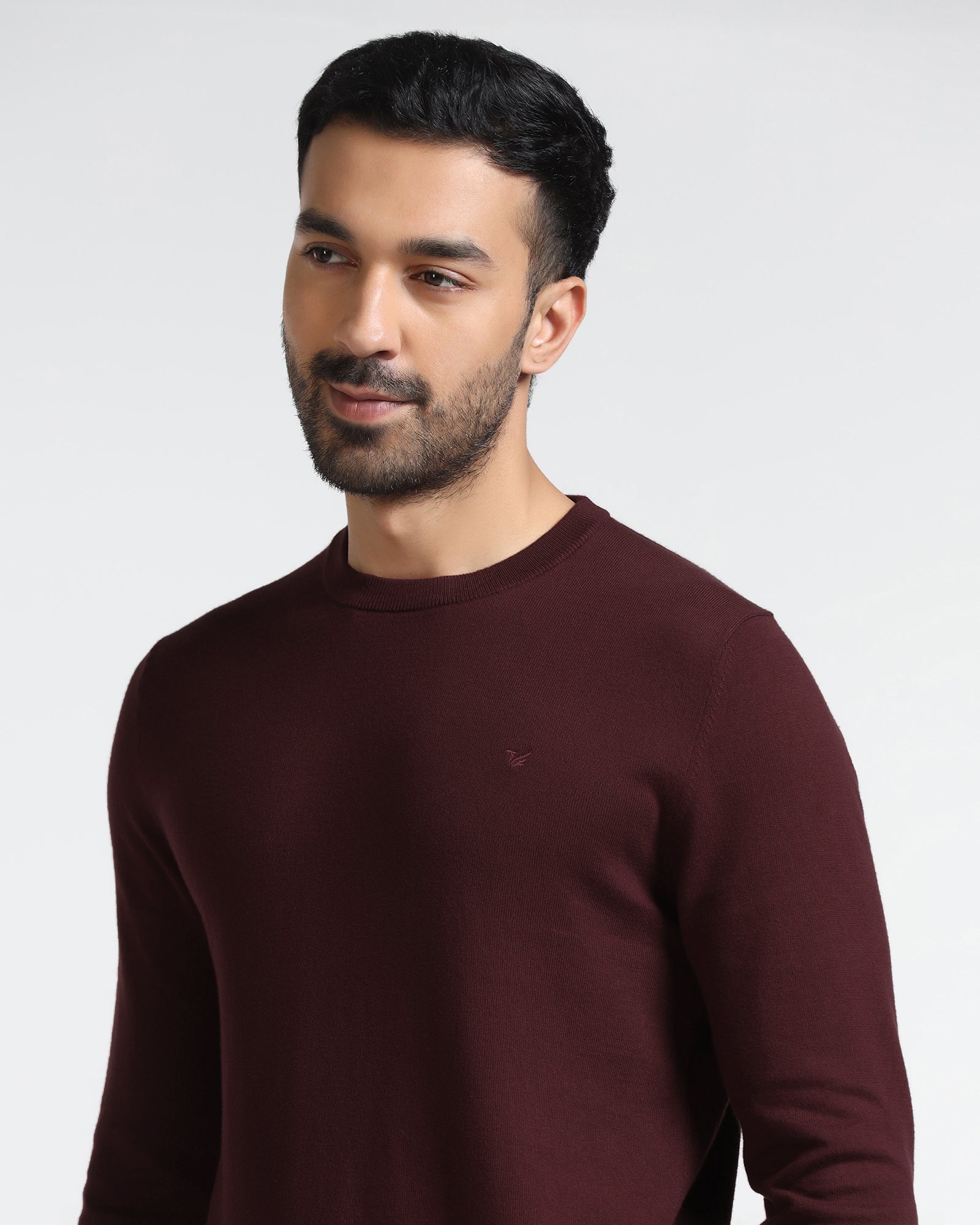 Cherry Lacquer Crew Neck Solid Sweater - Mario