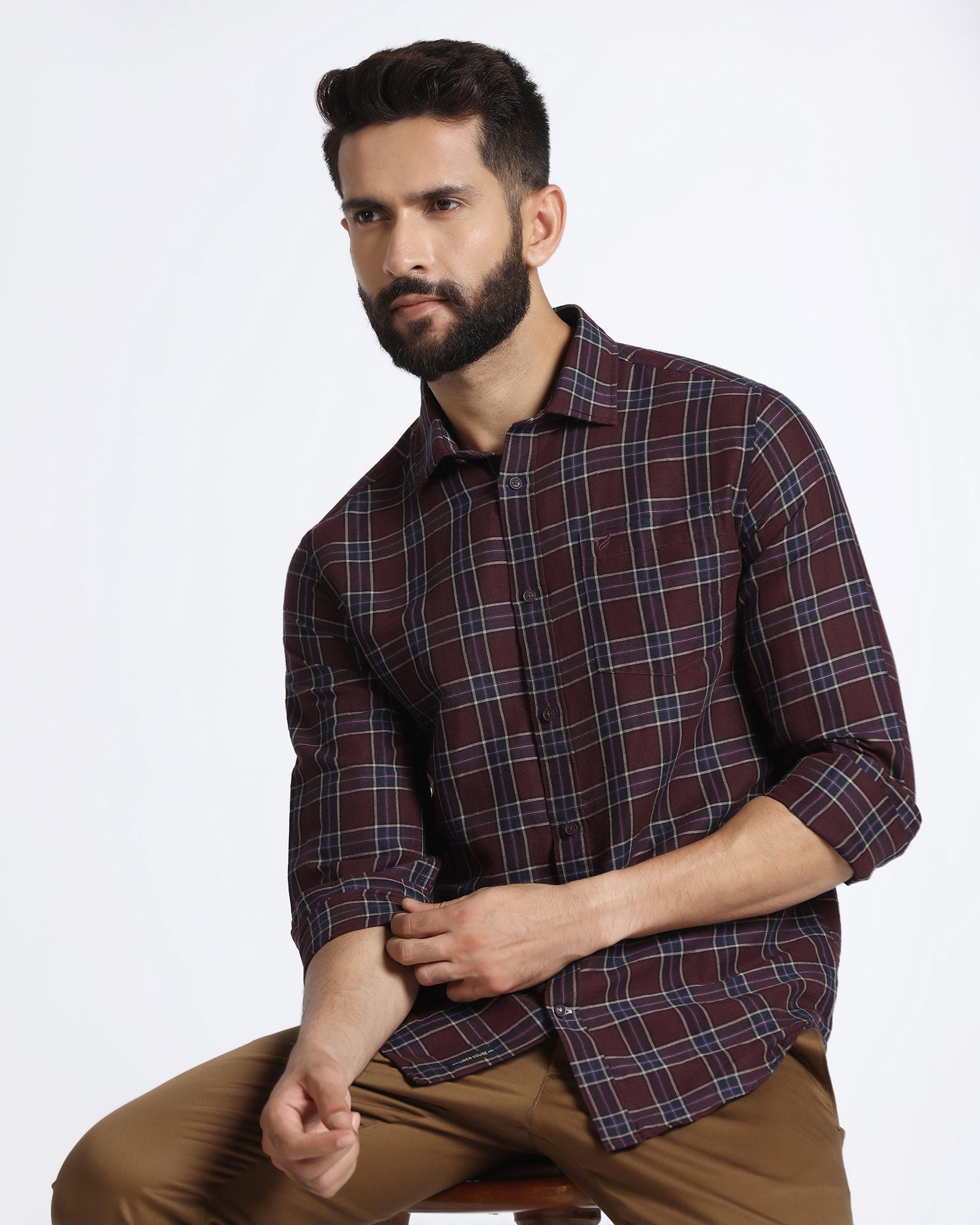 Cherry Lacquer Linen Check Shirt - Madrik