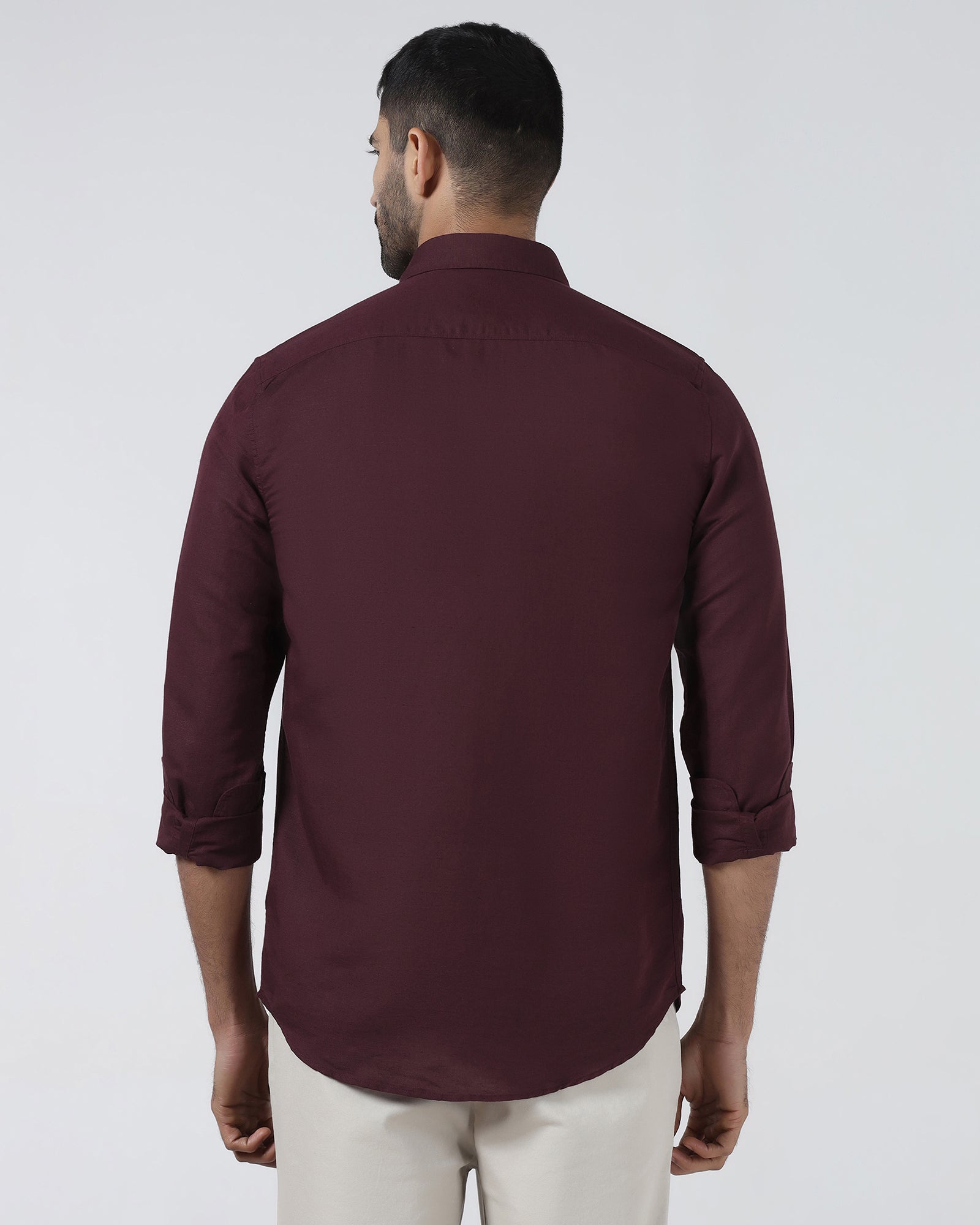 Cherry Lacquer Linen Solid Shirt - Salmon