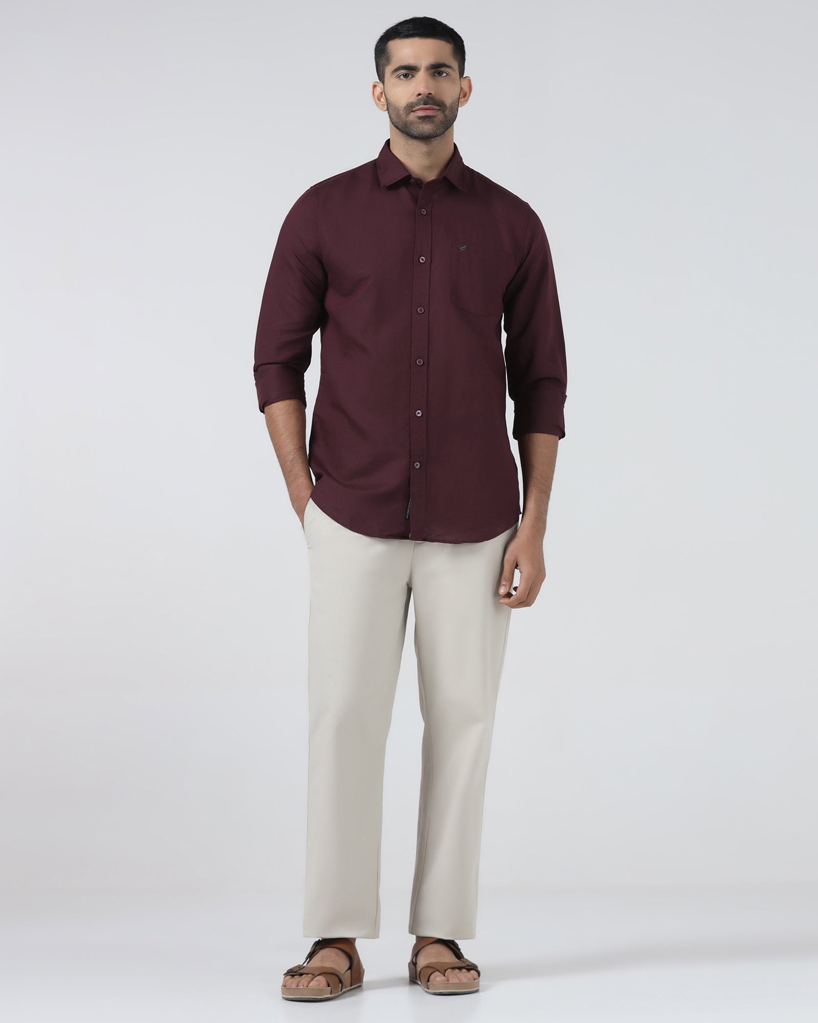 Cherry Lacquer Linen Solid Shirt - Salmon