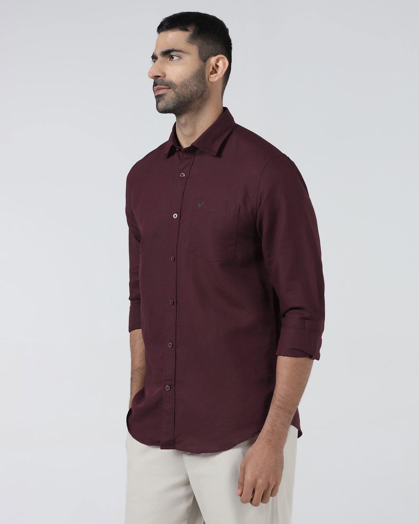 Cherry Lacquer Linen Solid Shirt - Salmon