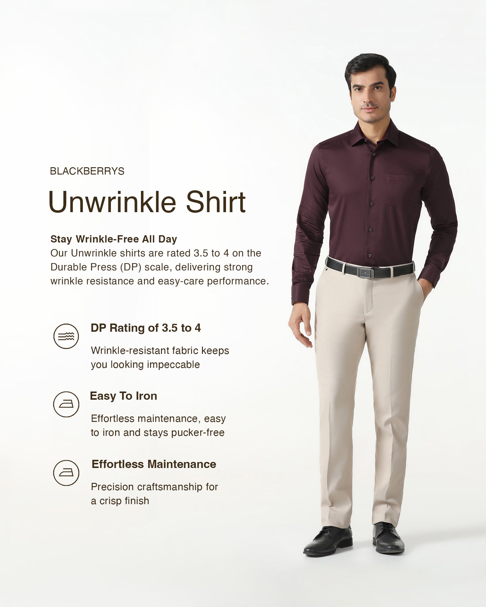 Cherry Lacquer Unwrinkle Solid Shirt - Sylvia