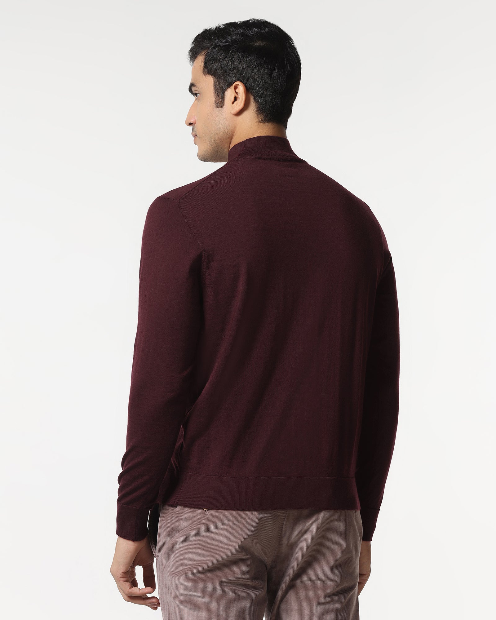 Cherry Lacquer High Neck Solid Sweater - Jester