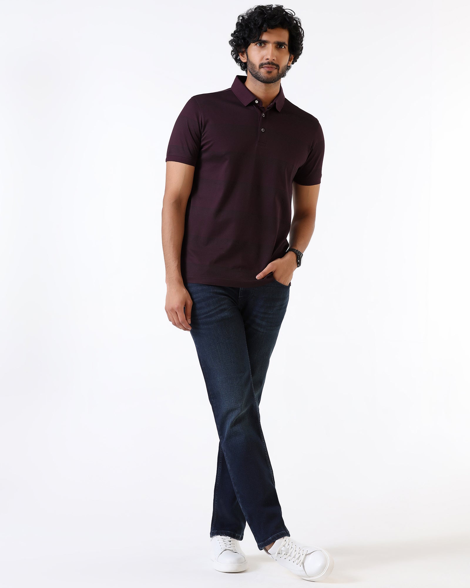 Cherry Lacquer Stripe Polo - Tip
