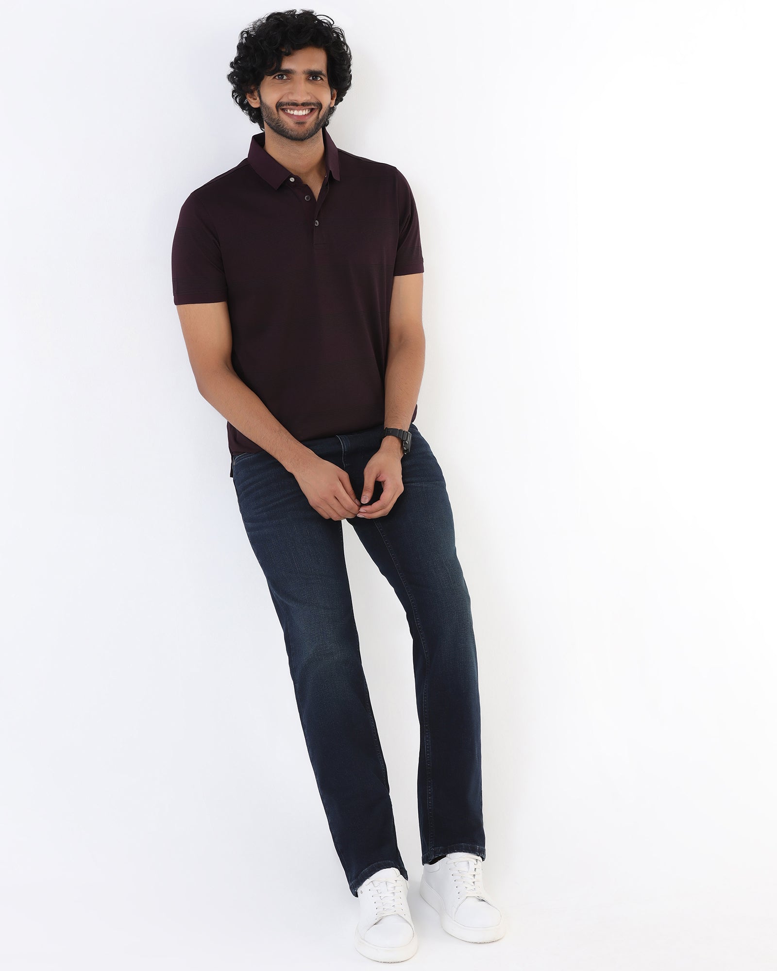 Cherry Lacquer Stripe Polo - Tip