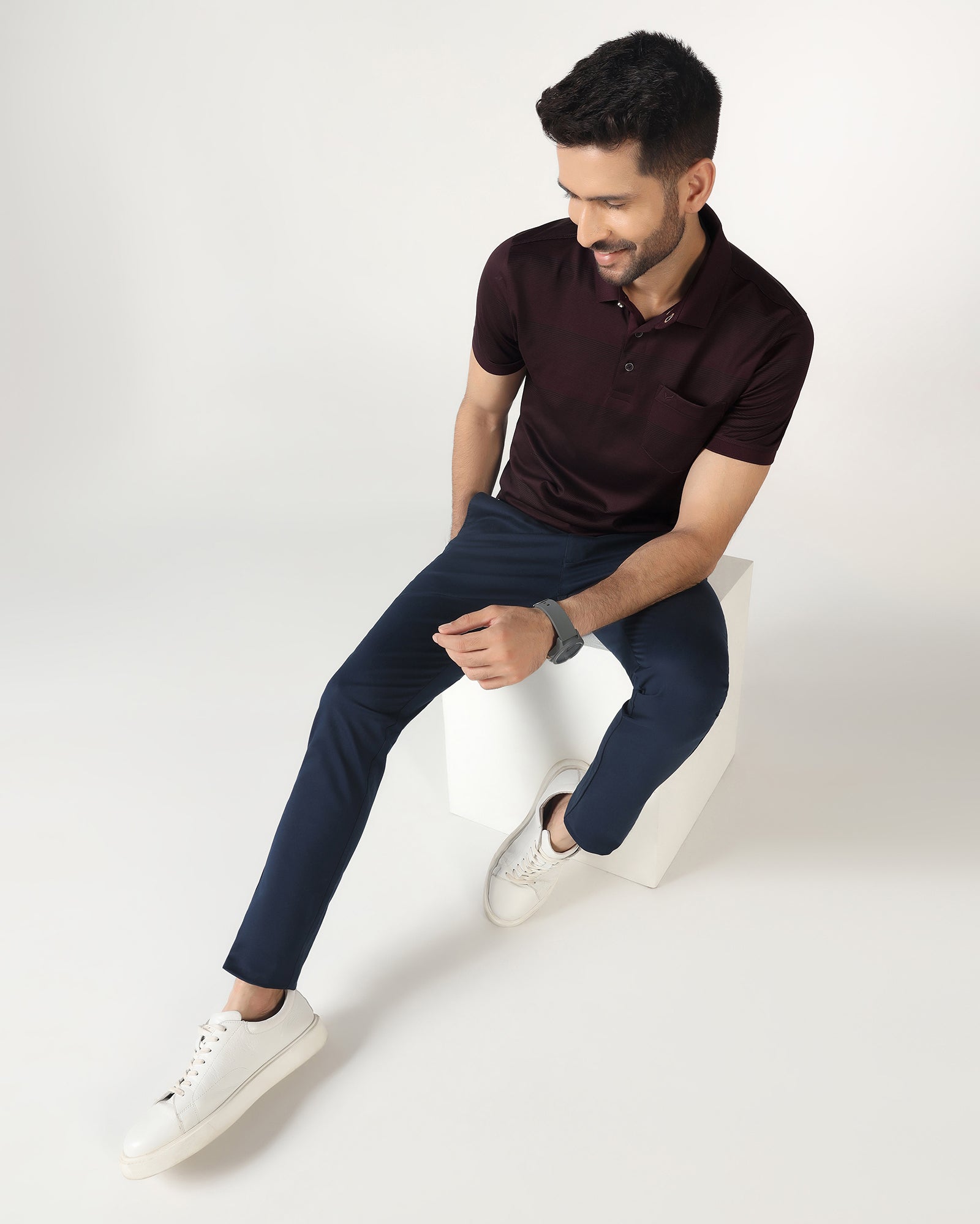 Cherry Lacquer Stripe Polo - Tip