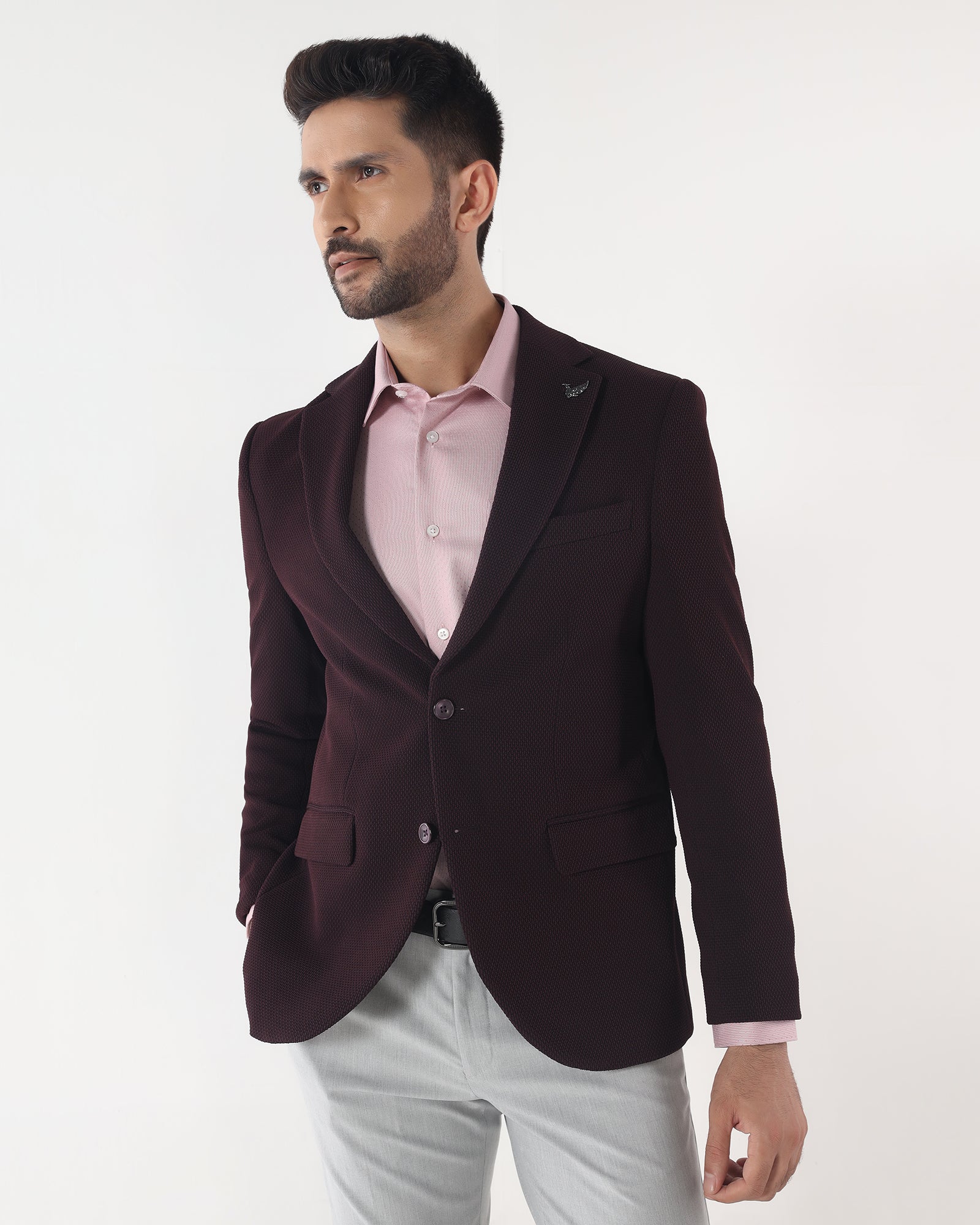Cherry Lacquer Textured Blazer - Campari
