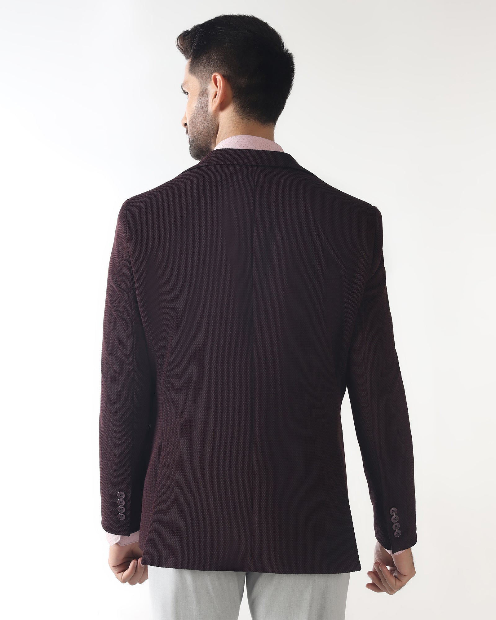 Cherry Lacquer Textured Blazer - Campari