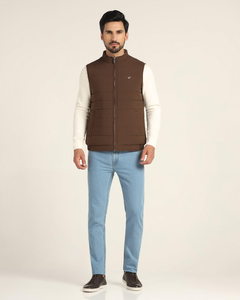 Reversible Chocolate Brown Solid Zipper Jacket - Pietro