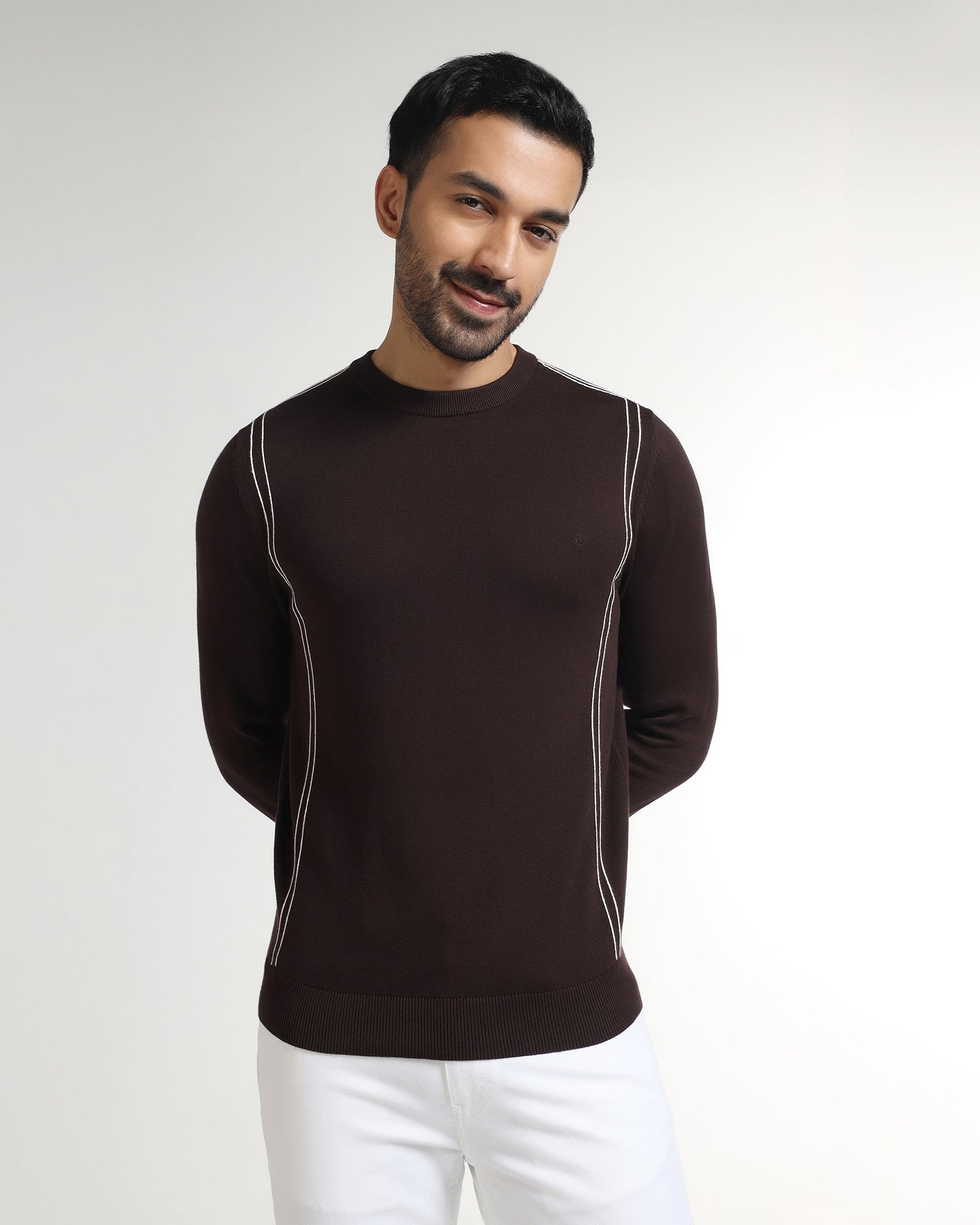 Chocolate Sauce Crew Neck Solid Sweater - George