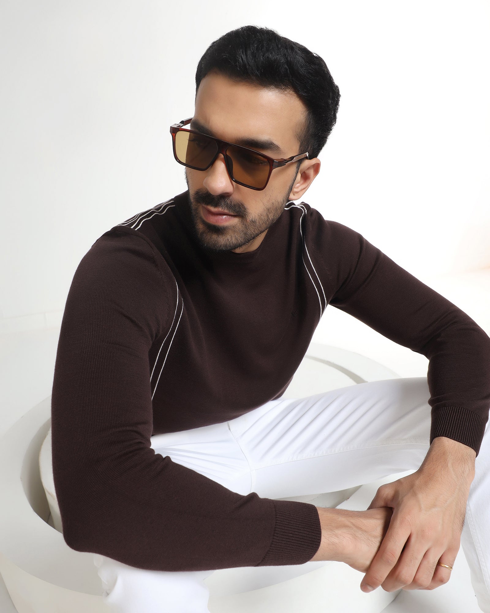 Chocolate Sauce Crew Neck Solid Sweater - George