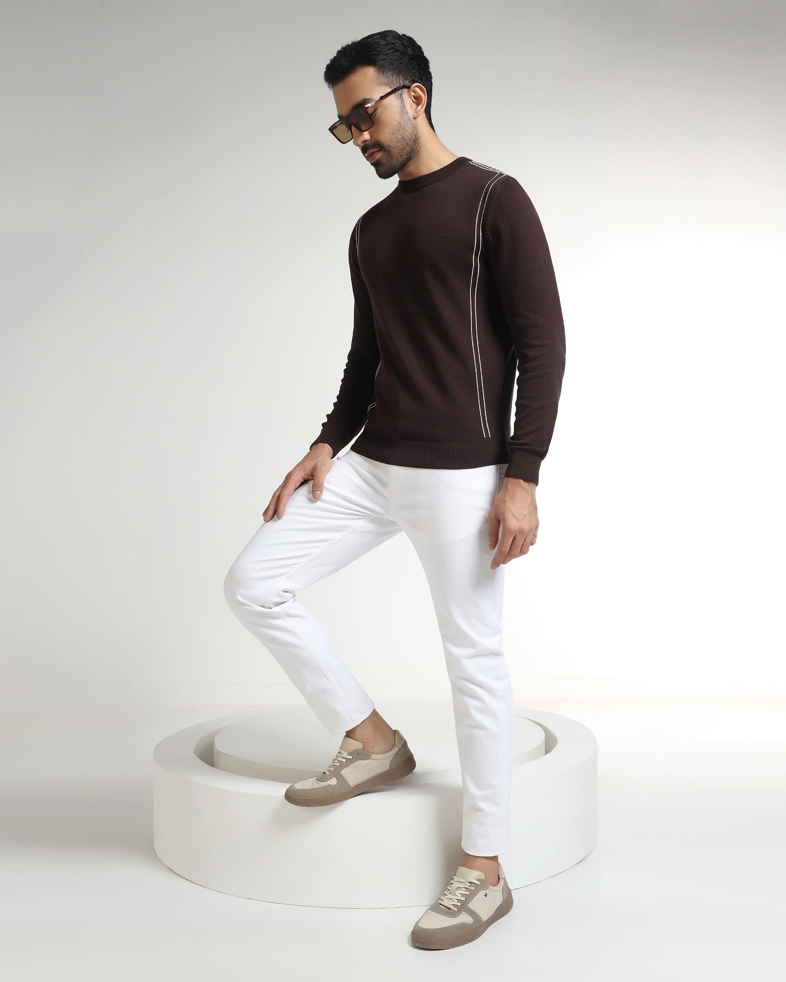 Chocolate Sauce Crew Neck Solid Sweater - George