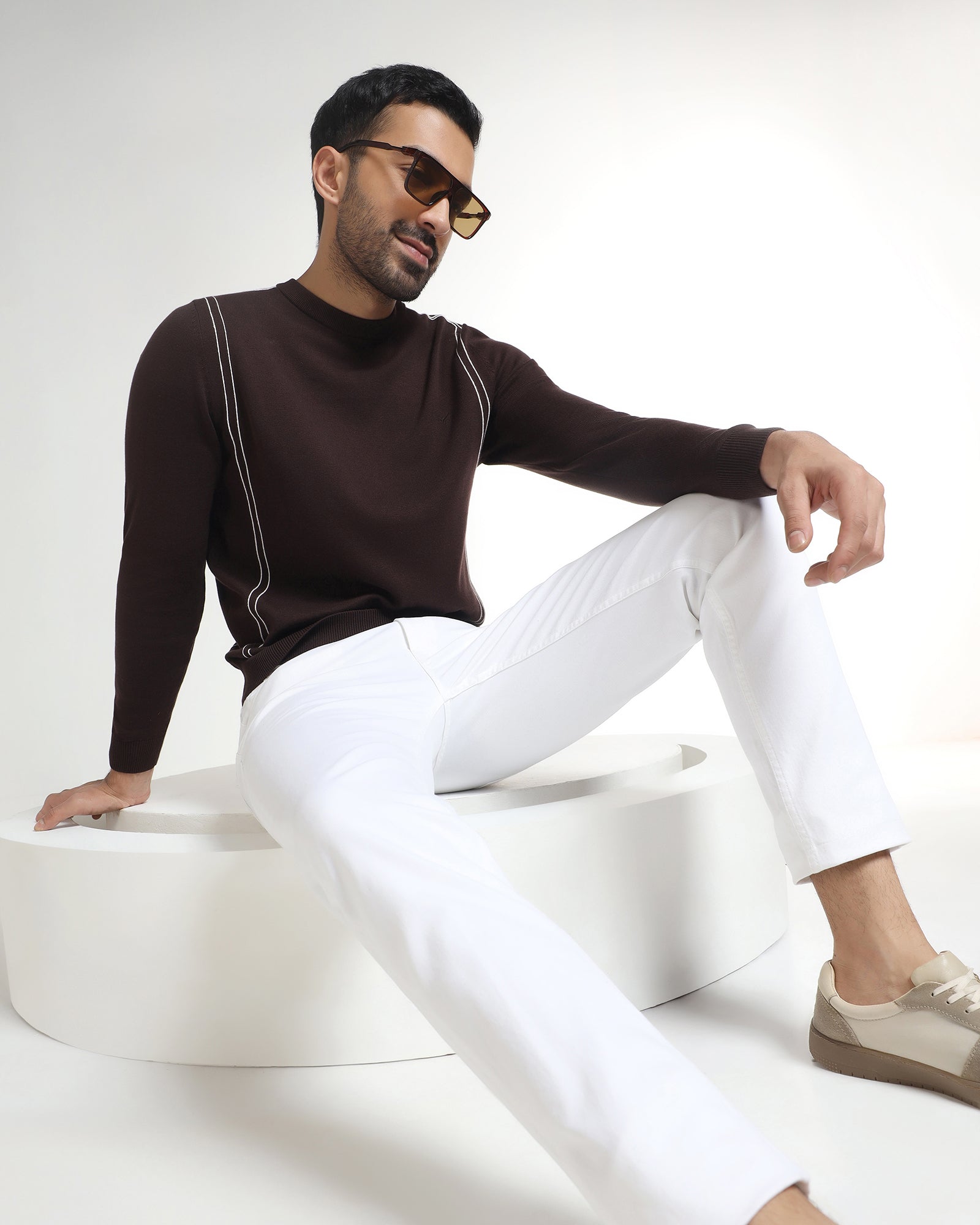 Chocolate Sauce Crew Neck Solid Sweater - George