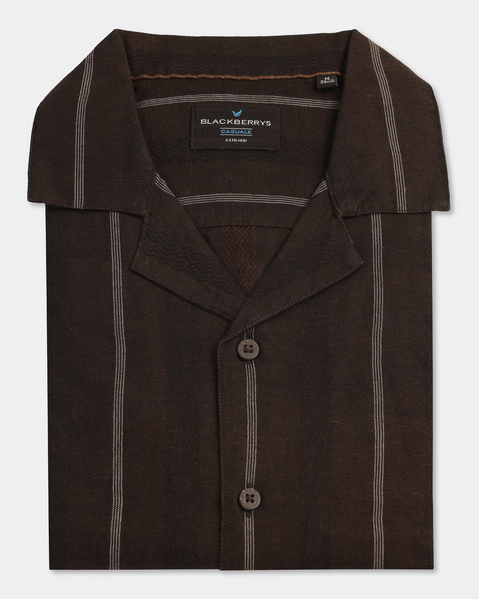 Chocolate Sauce Half Sleeve Linen Stripe Shirt - Ramiro