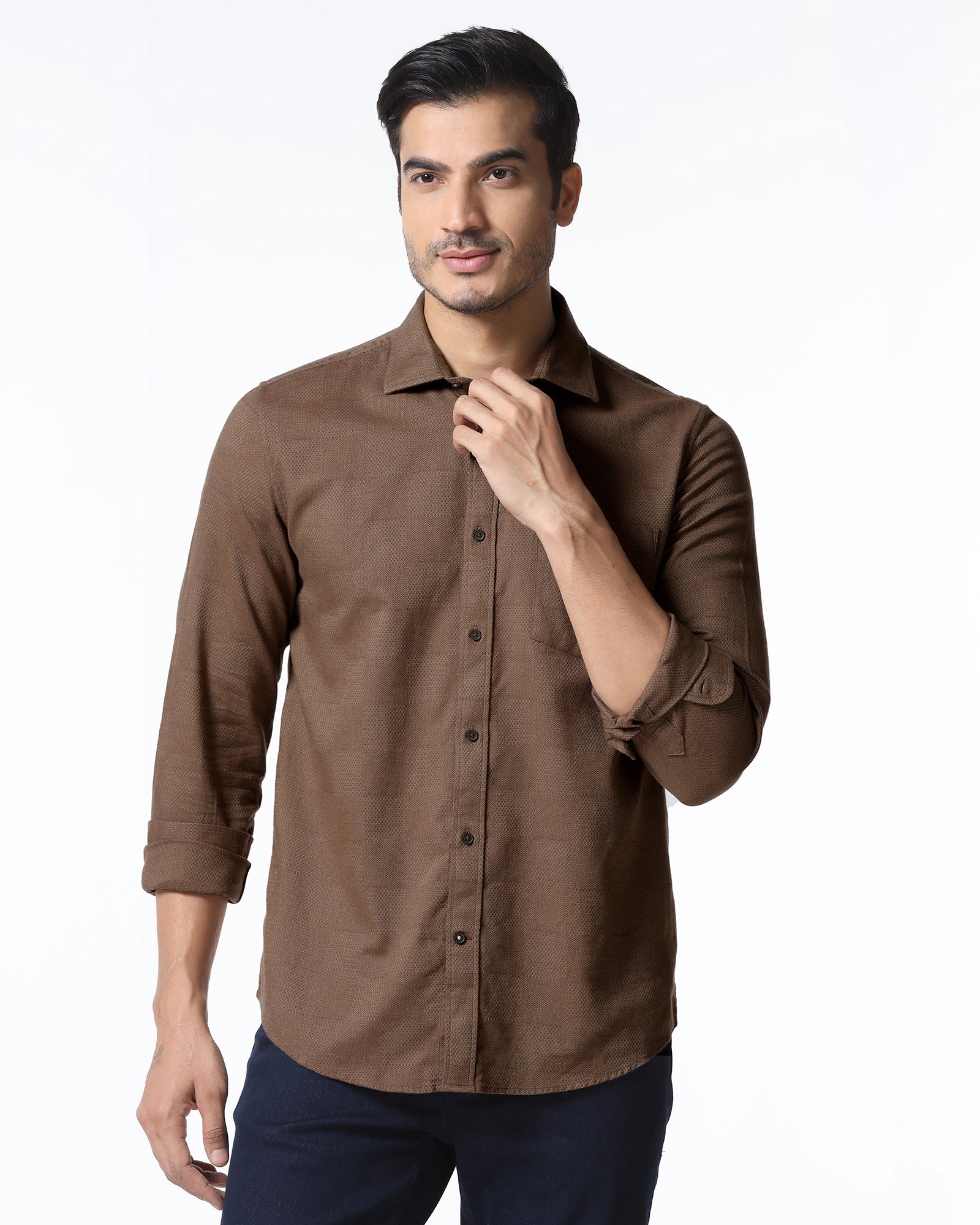 Chocolate Sauce Jacquard Shirt - Finja
