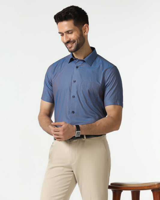 Cobalt Half Sleeve Textured Shirt - Zander