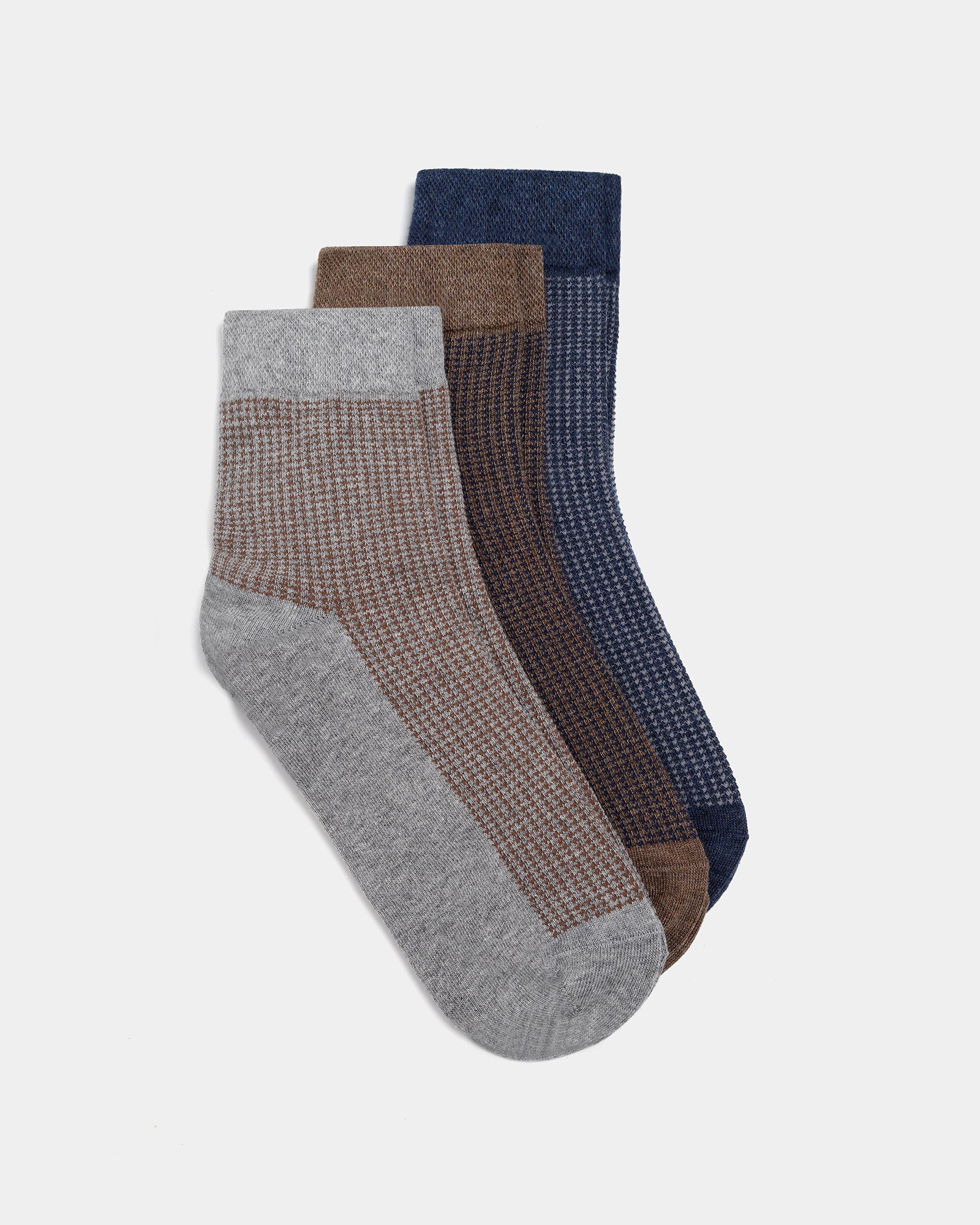 Combed Cotton Ankle Length Socks Pack of 3 - High Blyn