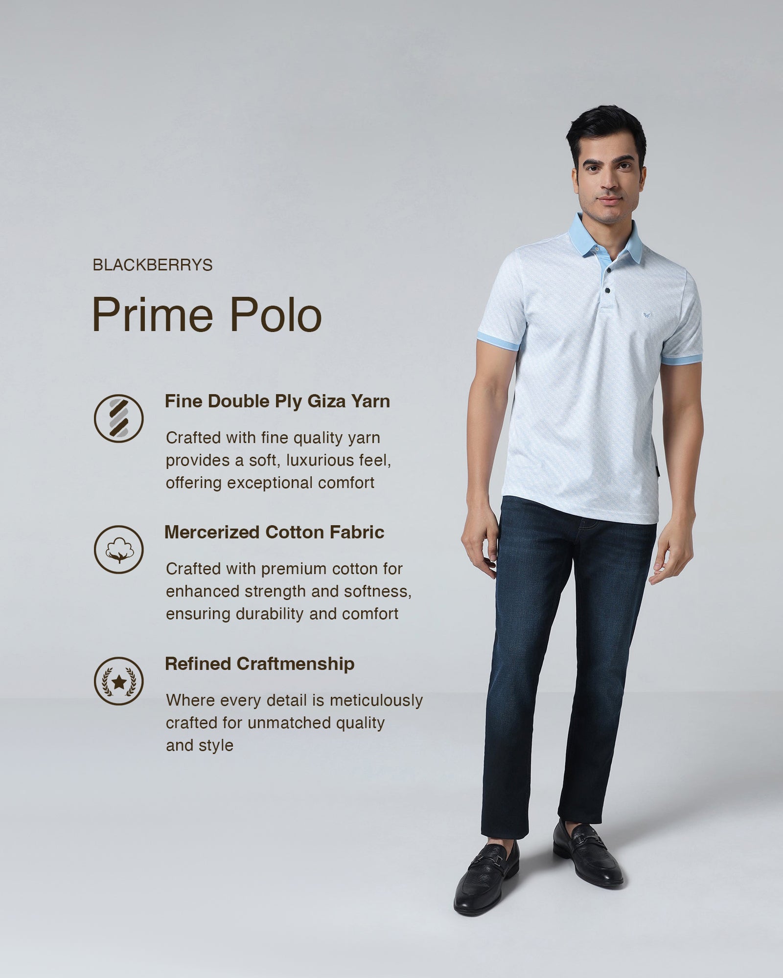 Cool Blue Printed Polo - Cross