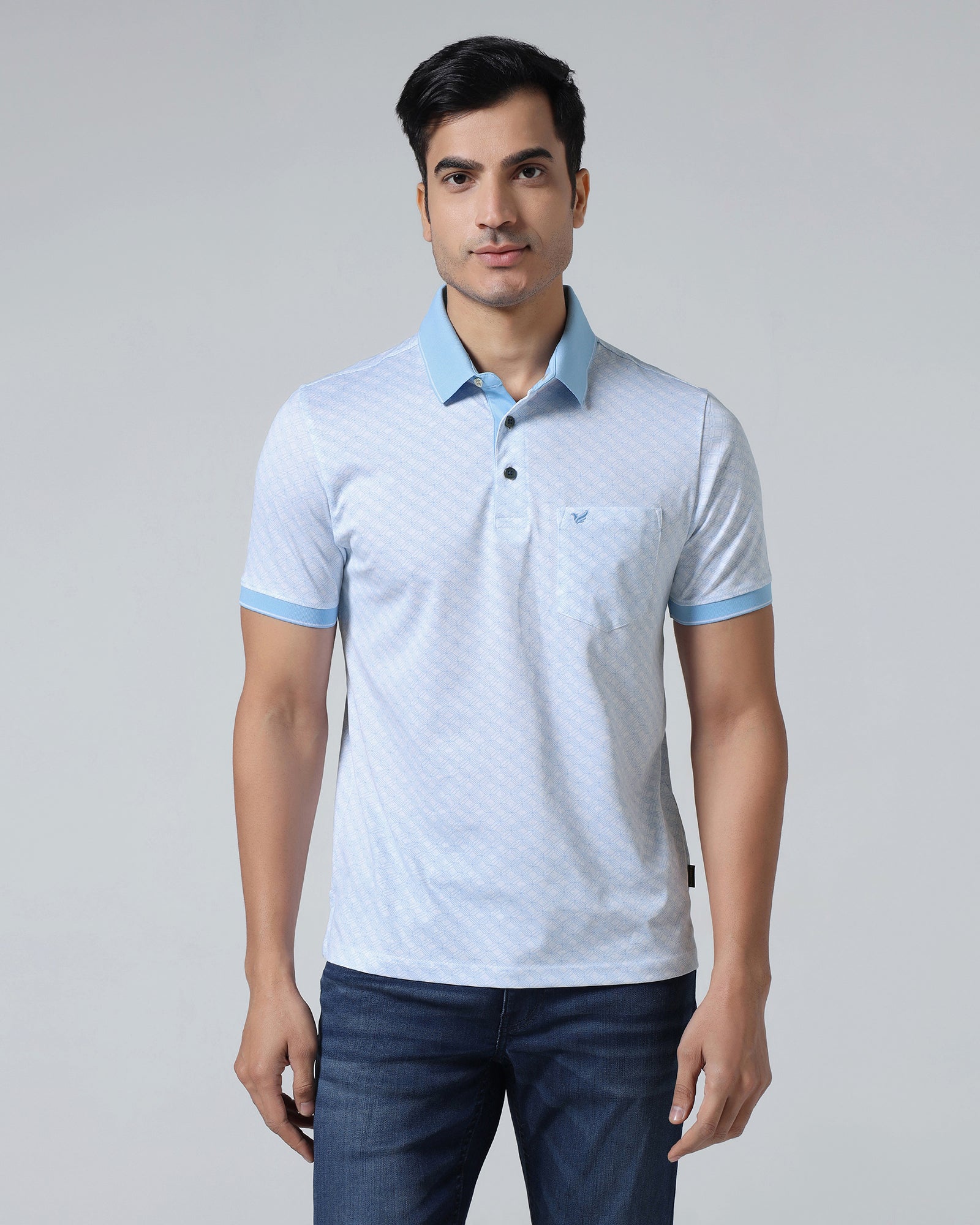 Cool Blue Printed Polo - Cross