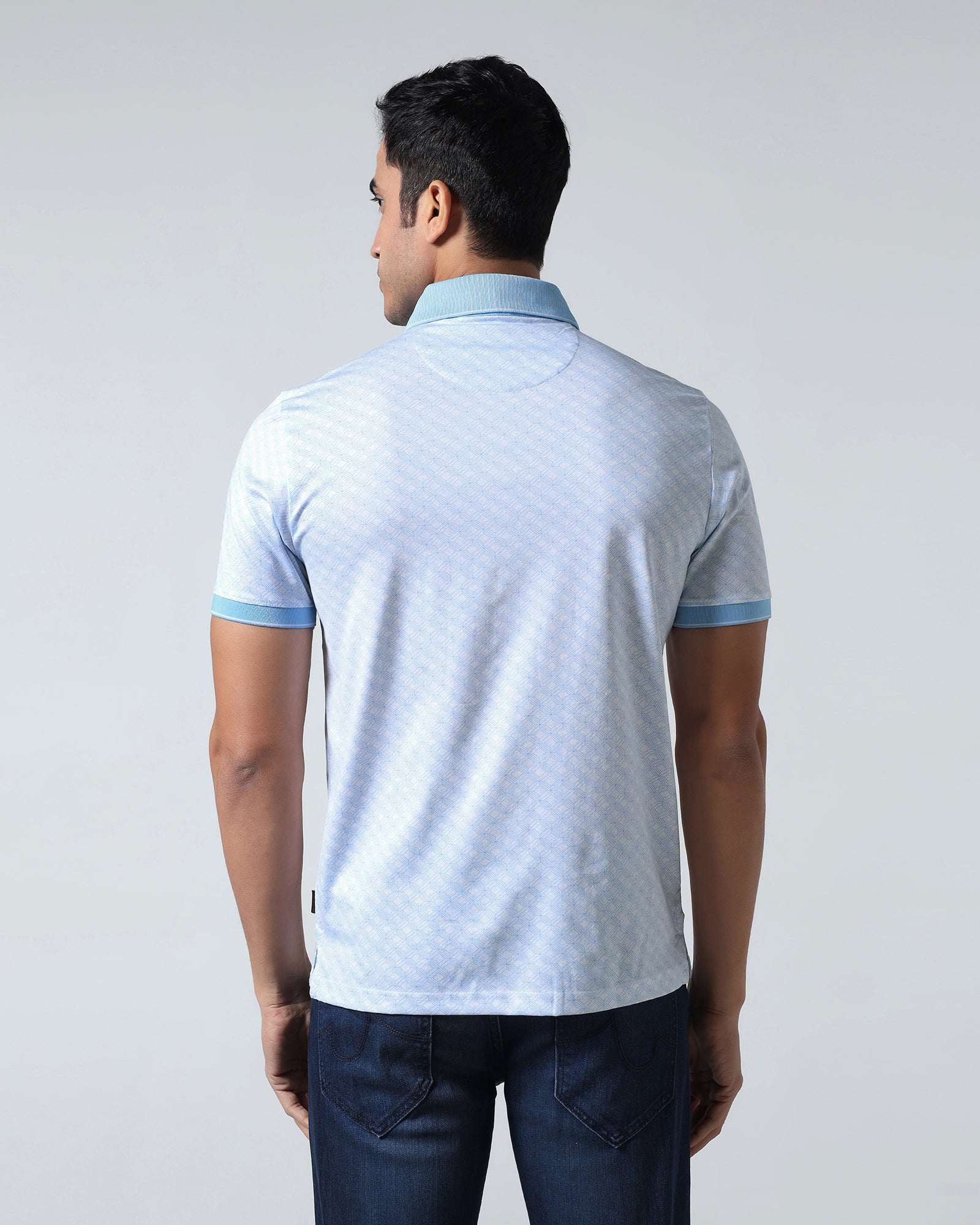 Cool Blue Printed Polo - Cross