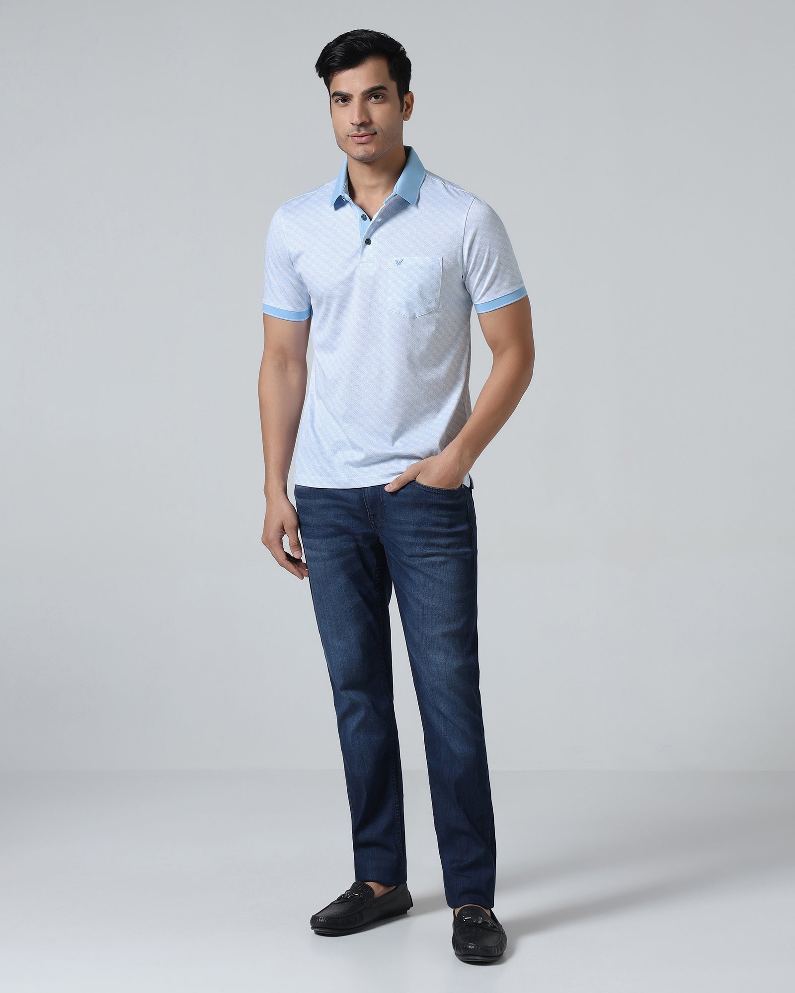 Cool Blue Printed Polo - Cross