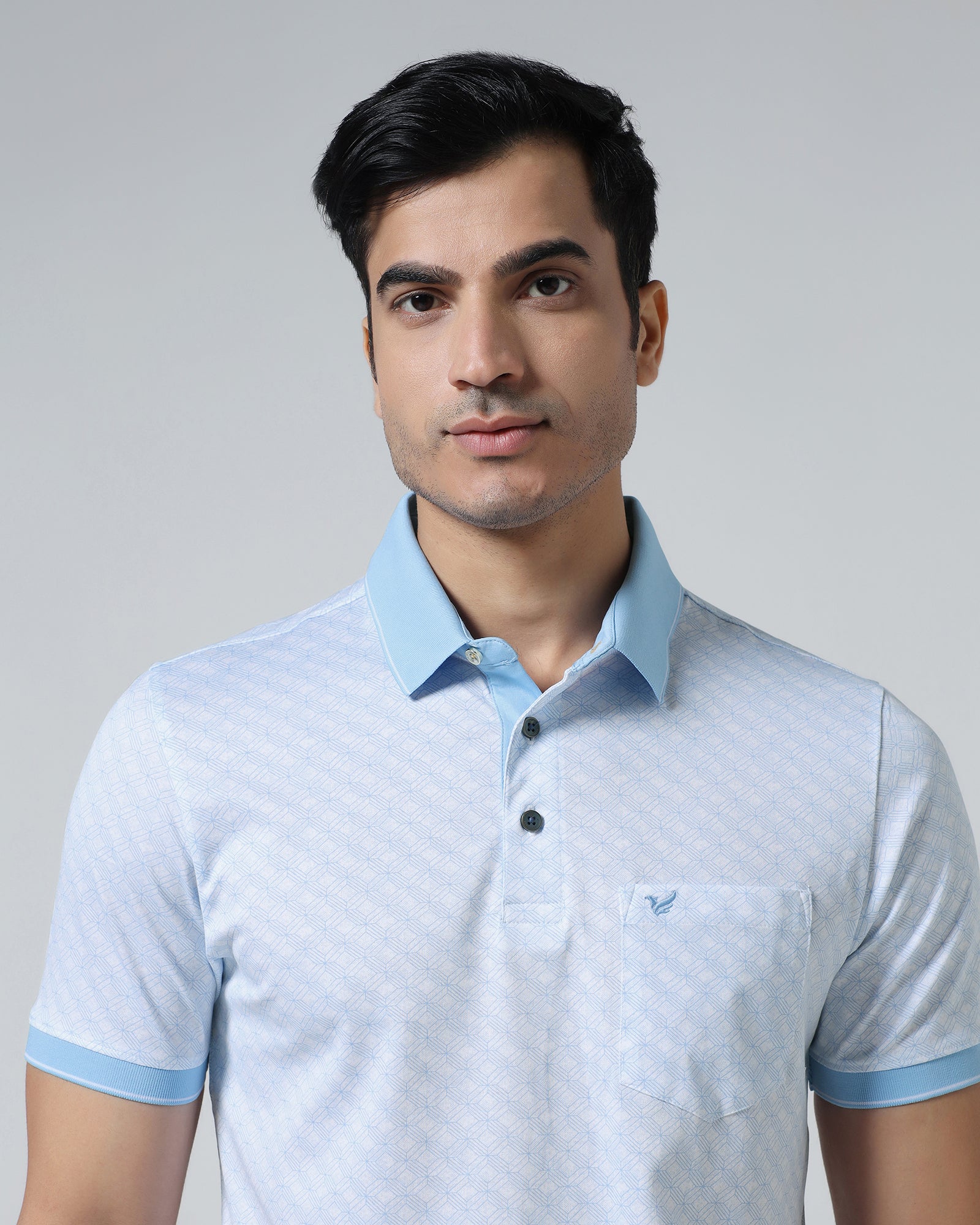 Cool Blue Printed Polo - Cross
