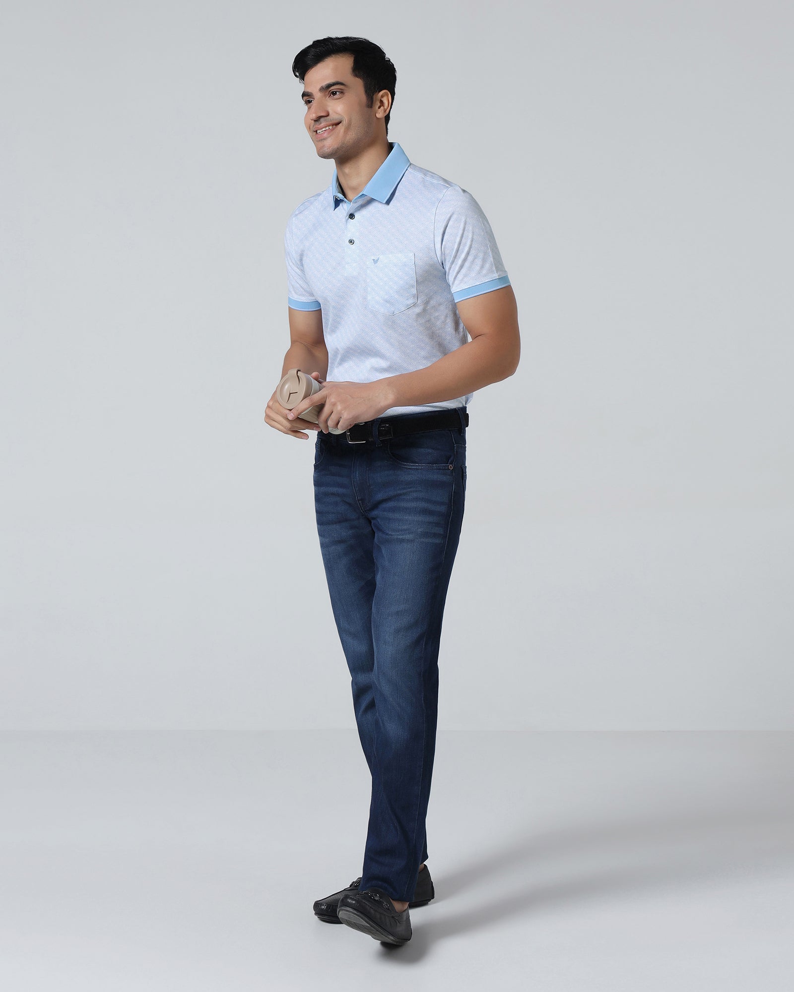 Cool Blue Printed Polo - Cross