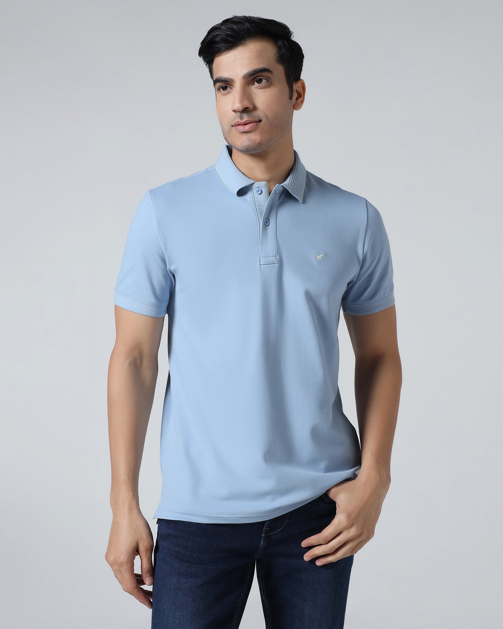 Cool Blue Solid Polo - Aesun
