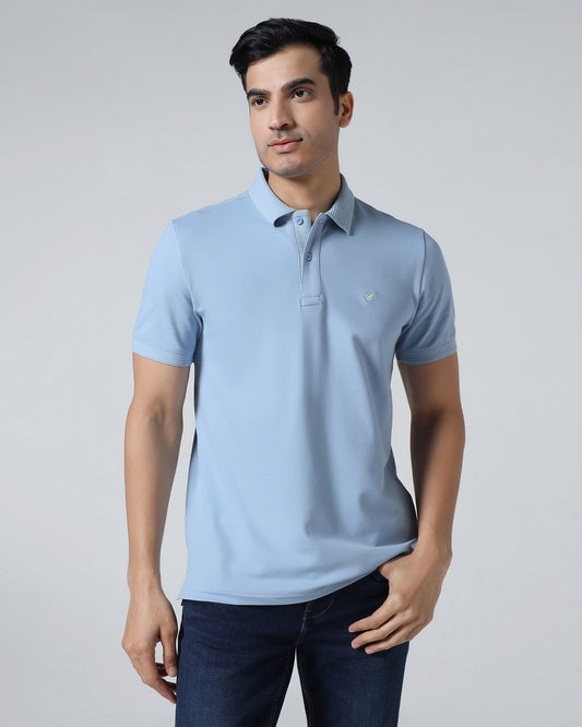 Cool Blue Solid Polo - Aesun