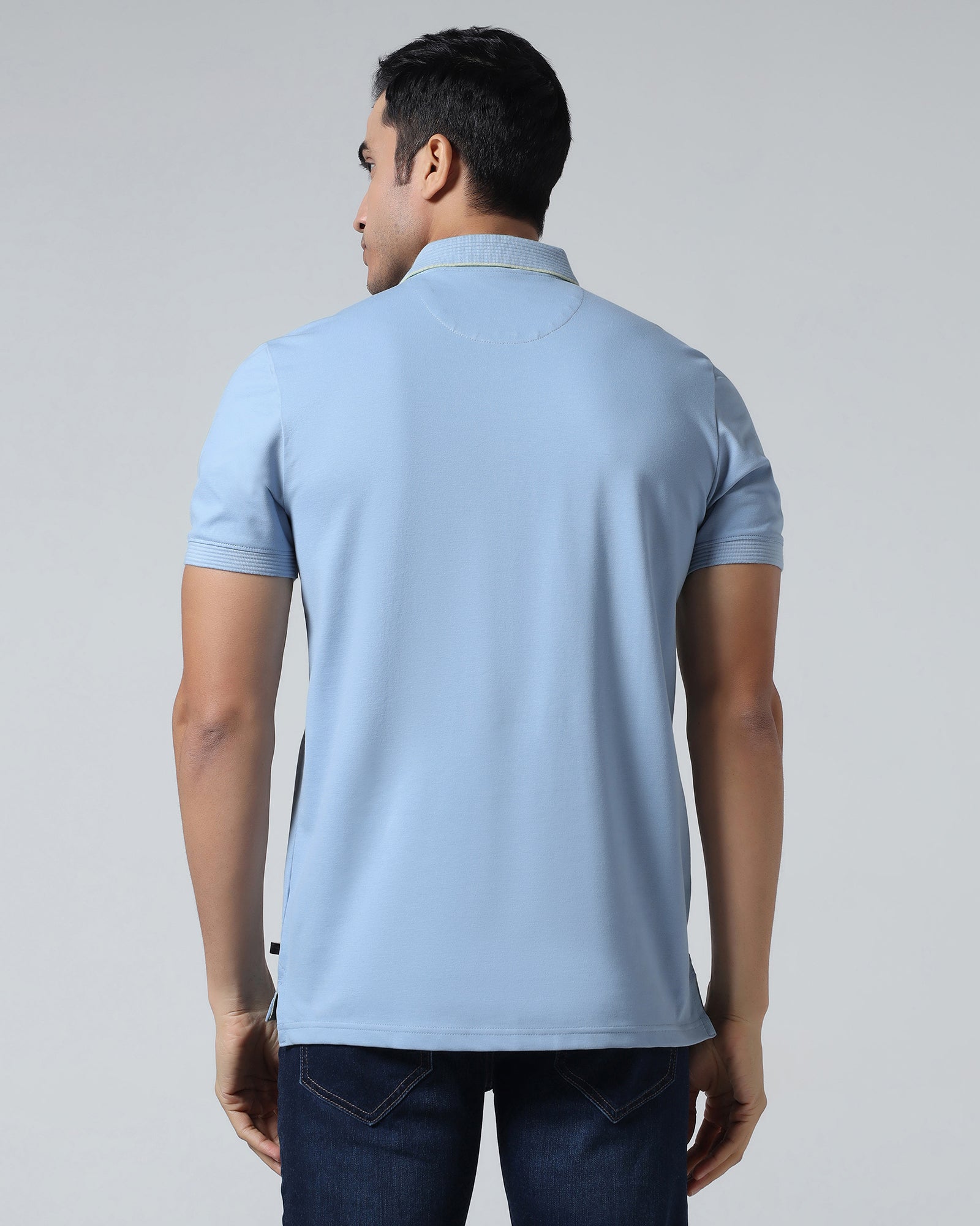 Cool Blue Solid Polo - Aesun