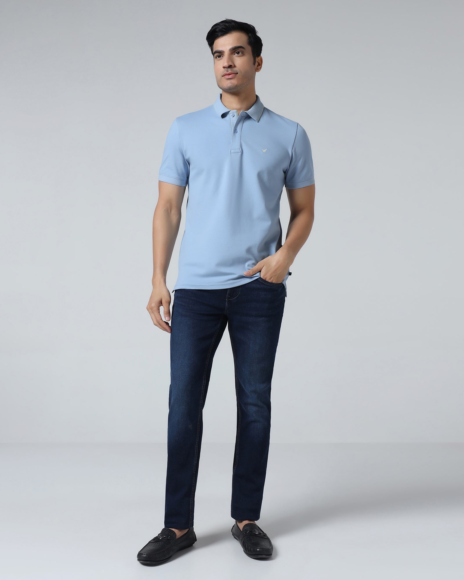 Cool Blue Solid Polo - Aesun