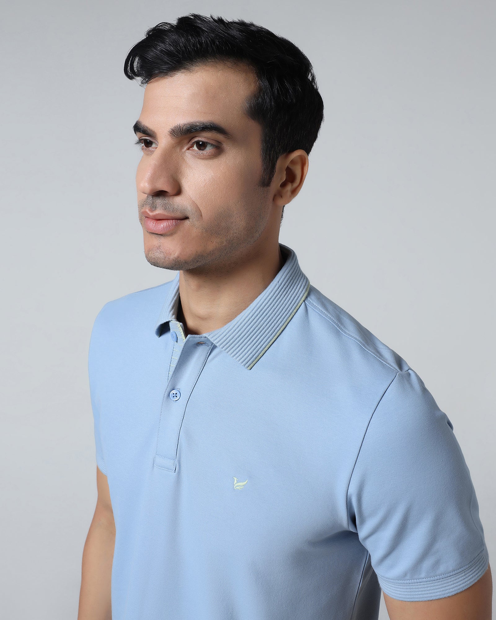 Cool Blue Solid Polo - Aesun