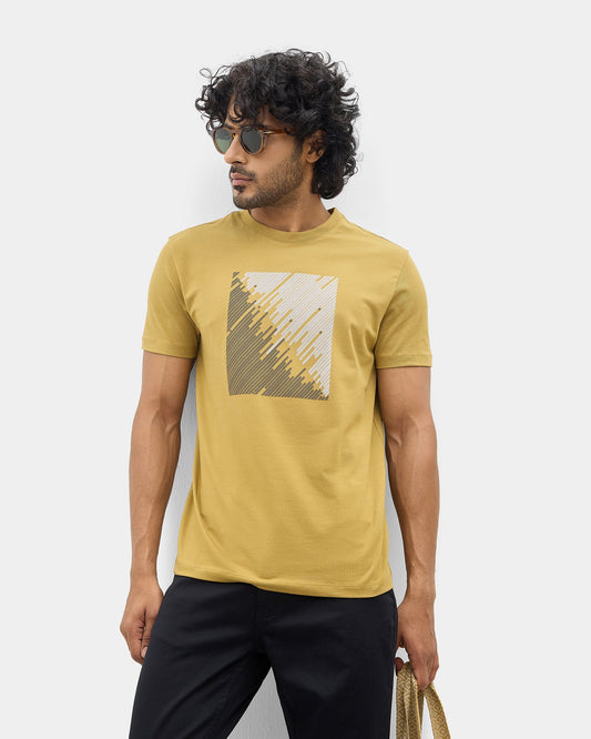 Copper Brown Crew Neck Printed T-Shirt - Megumi