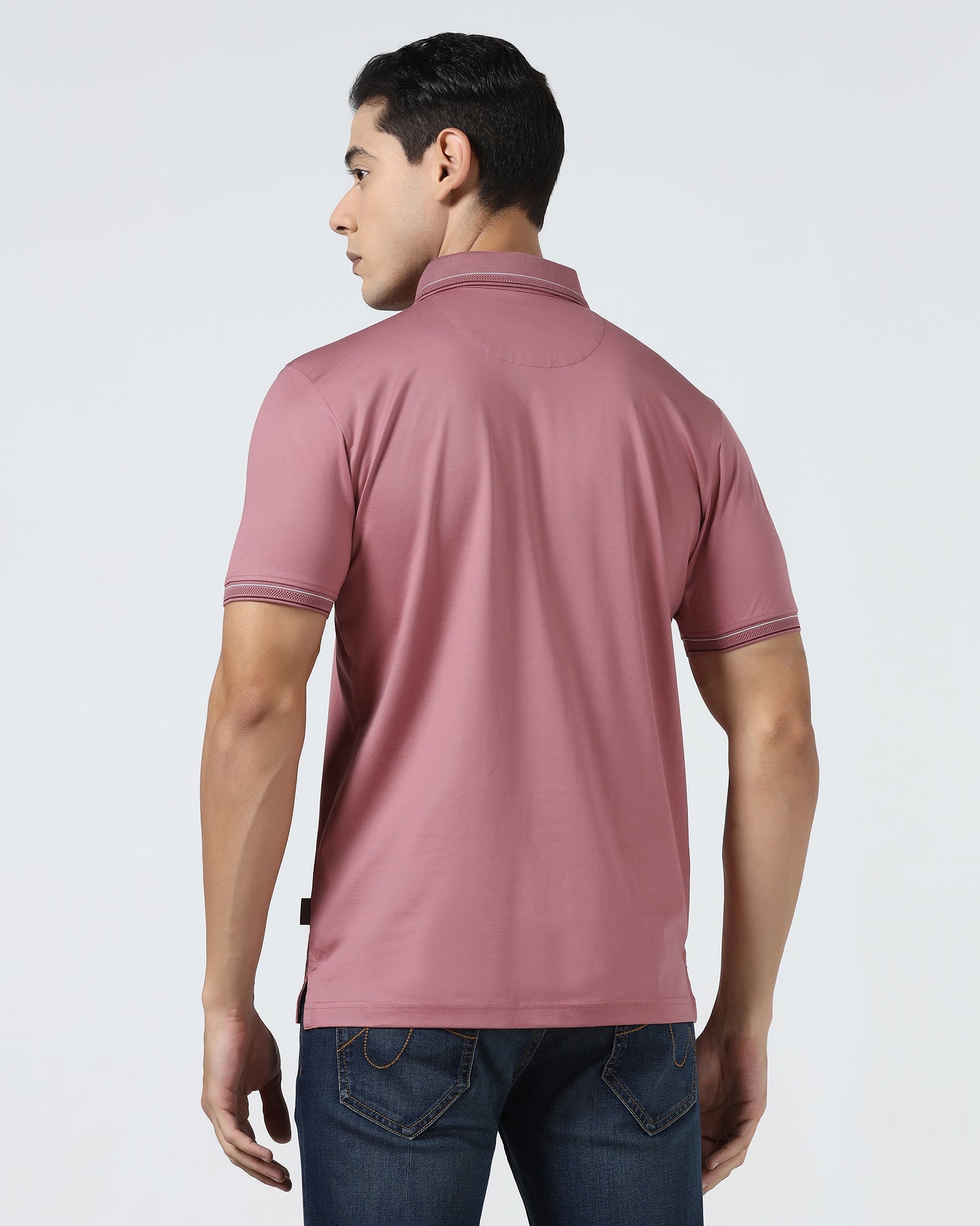 Coral Pink Solid Polo - Ram