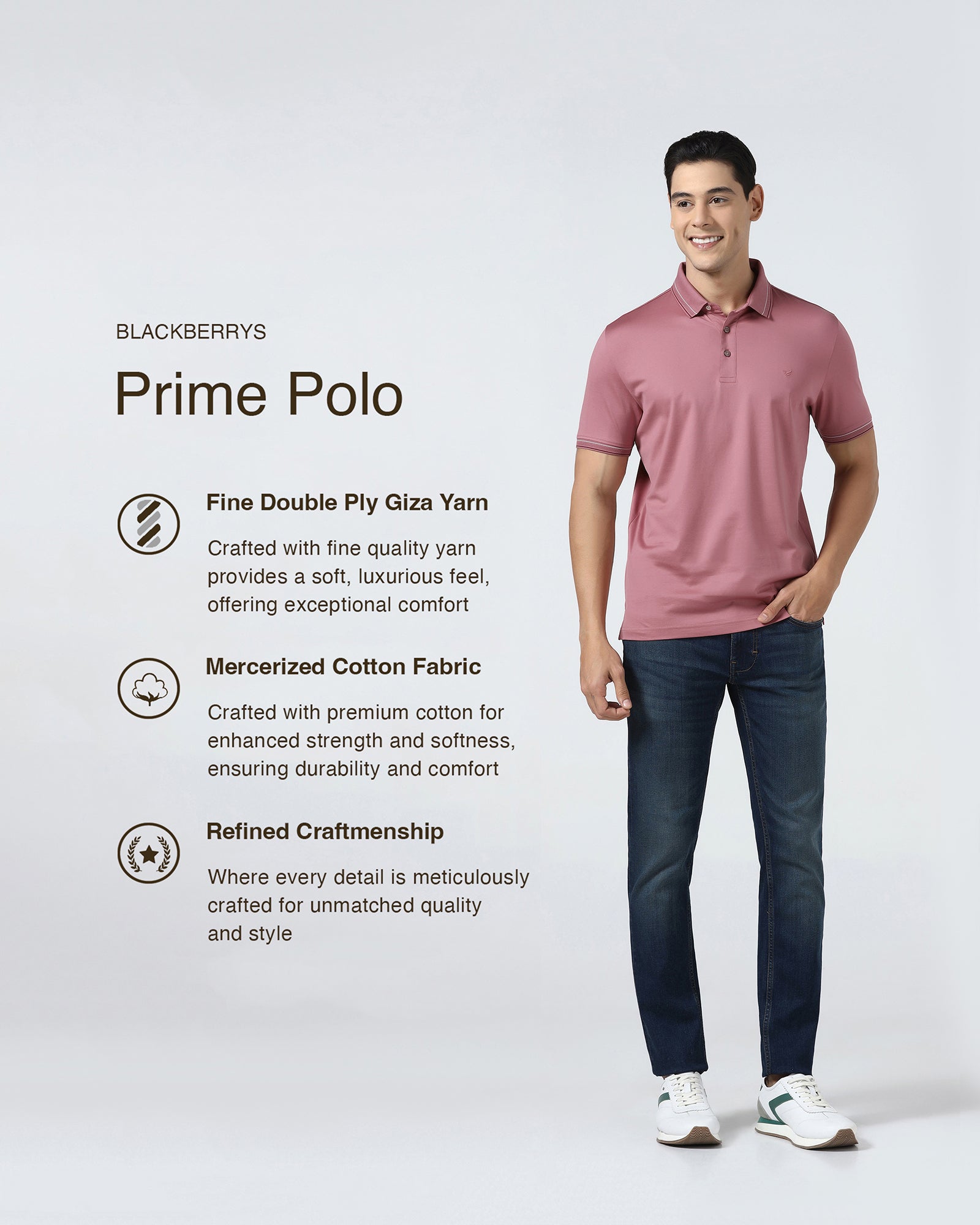 Coral Pink Solid Polo - Ram