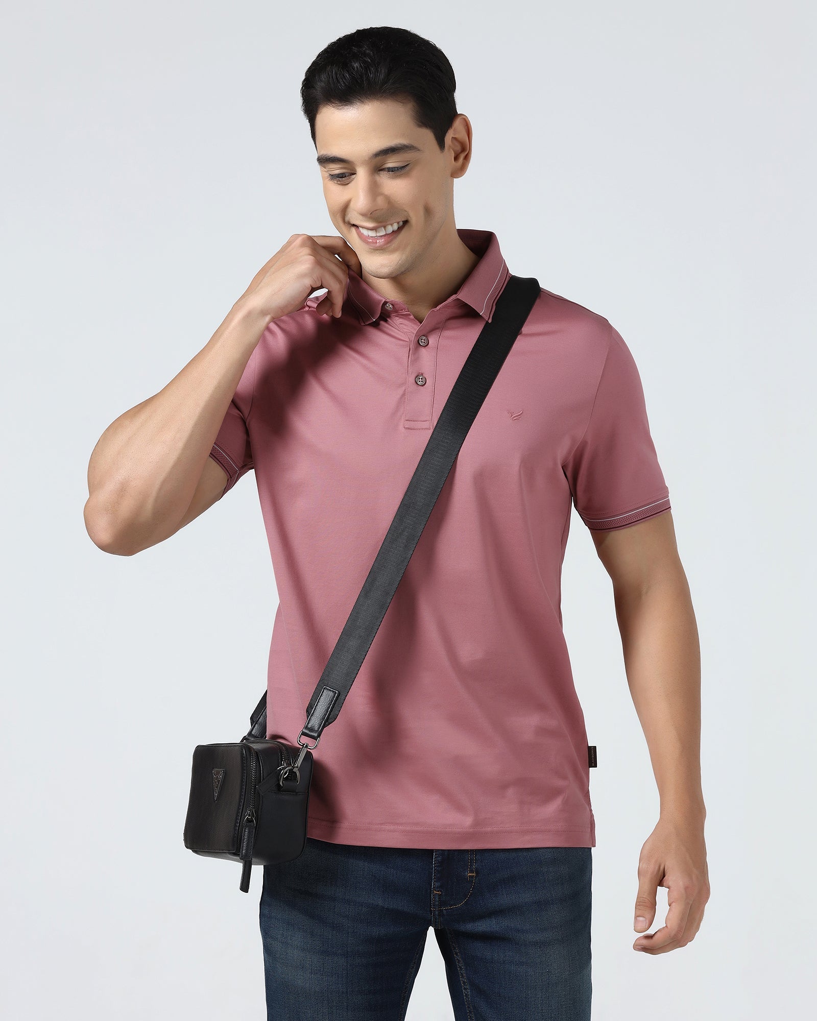 Coral Pink Solid Polo - Ram