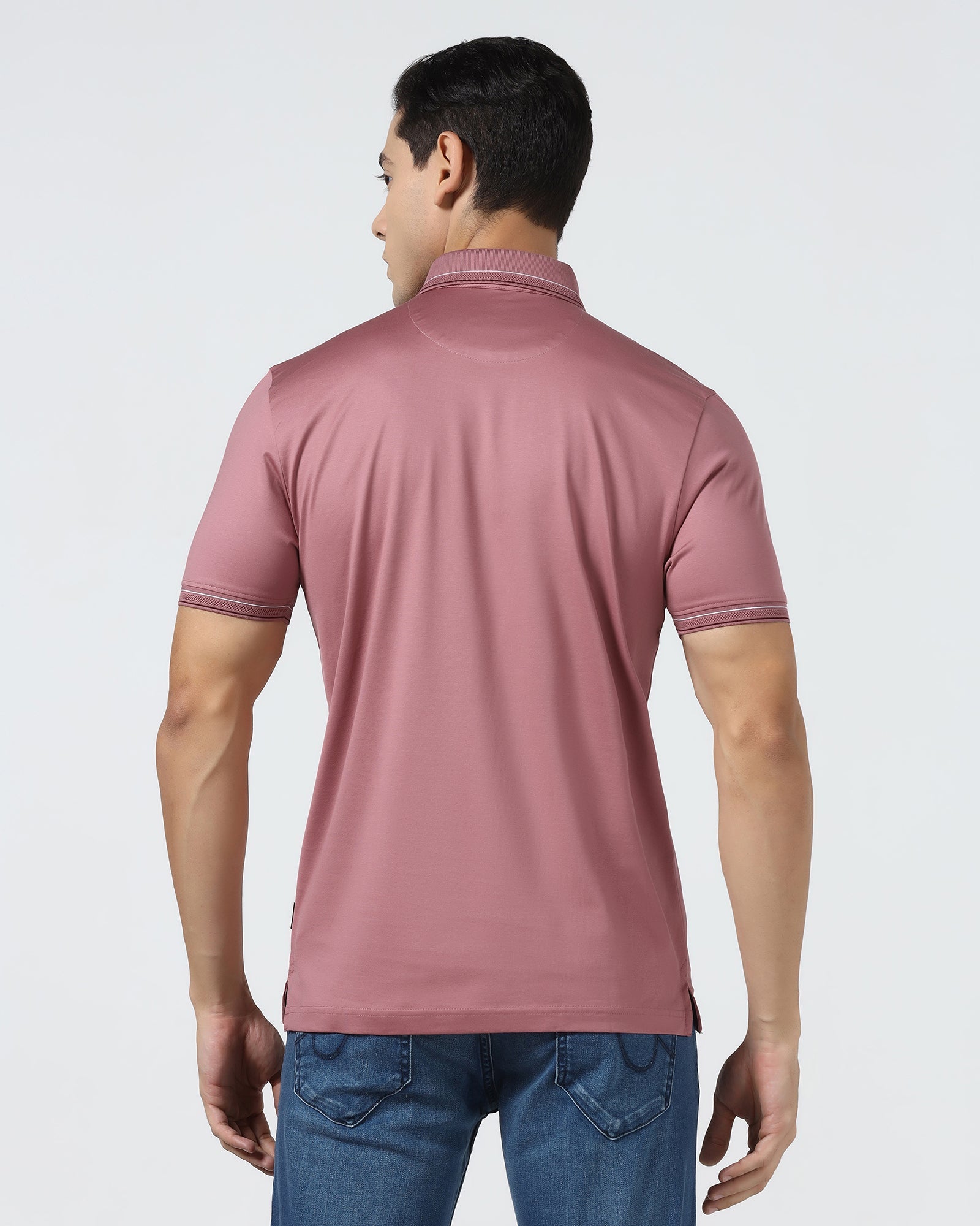Coral Pink Solid Polo - Ram